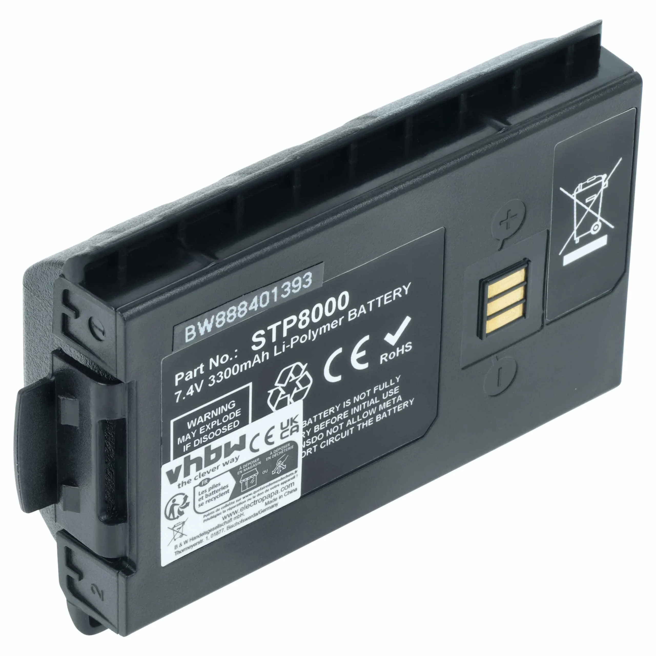 Batterie remplace Sepura 300-00631, 300-00634, 300-00635 pour radio talkie-walkie Sepura- 3300mAh 7,4V Li-ion
