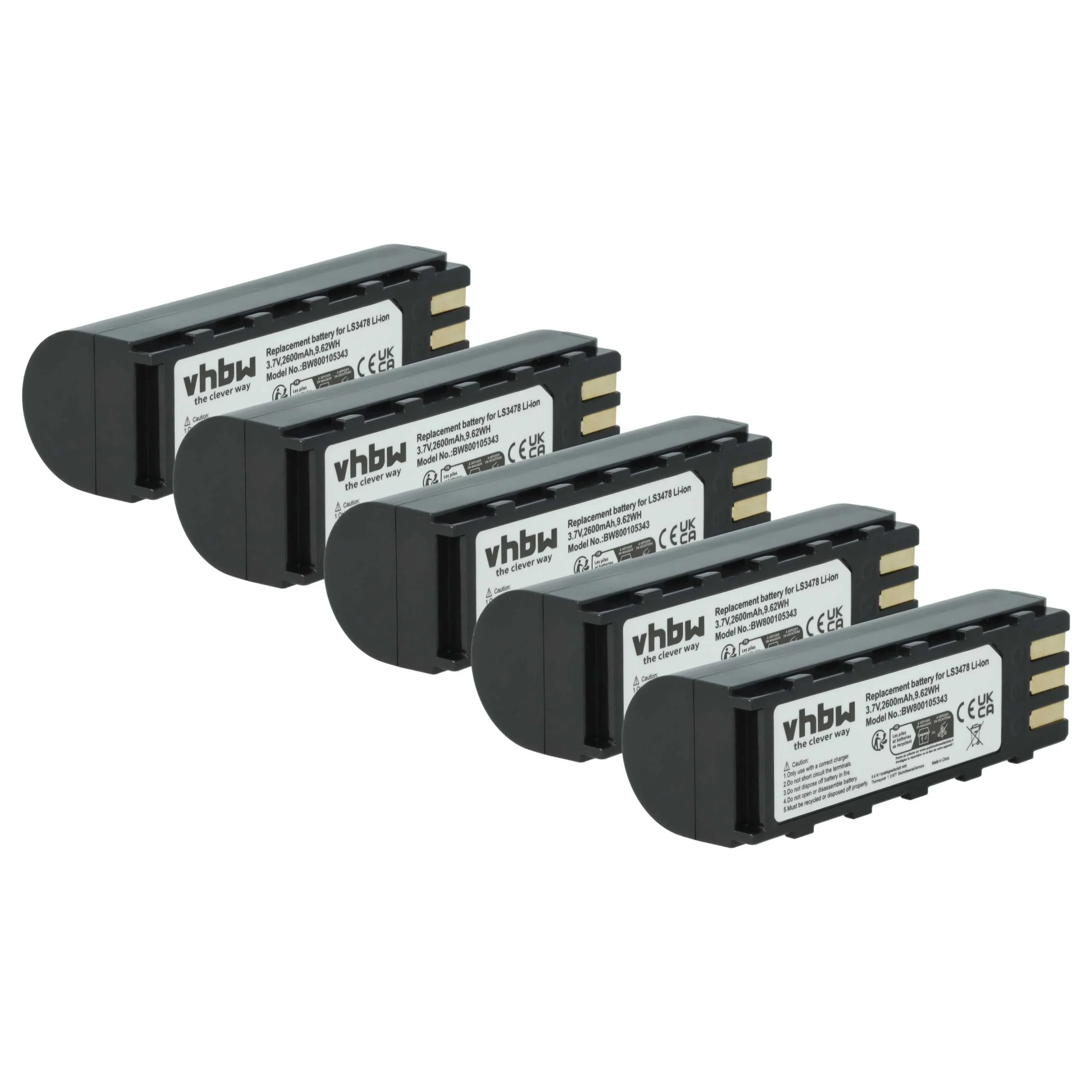 5x Batteries remplace Leuze 50120448 pour scanner de code-barre Symbol - 2600mAh 3,7V