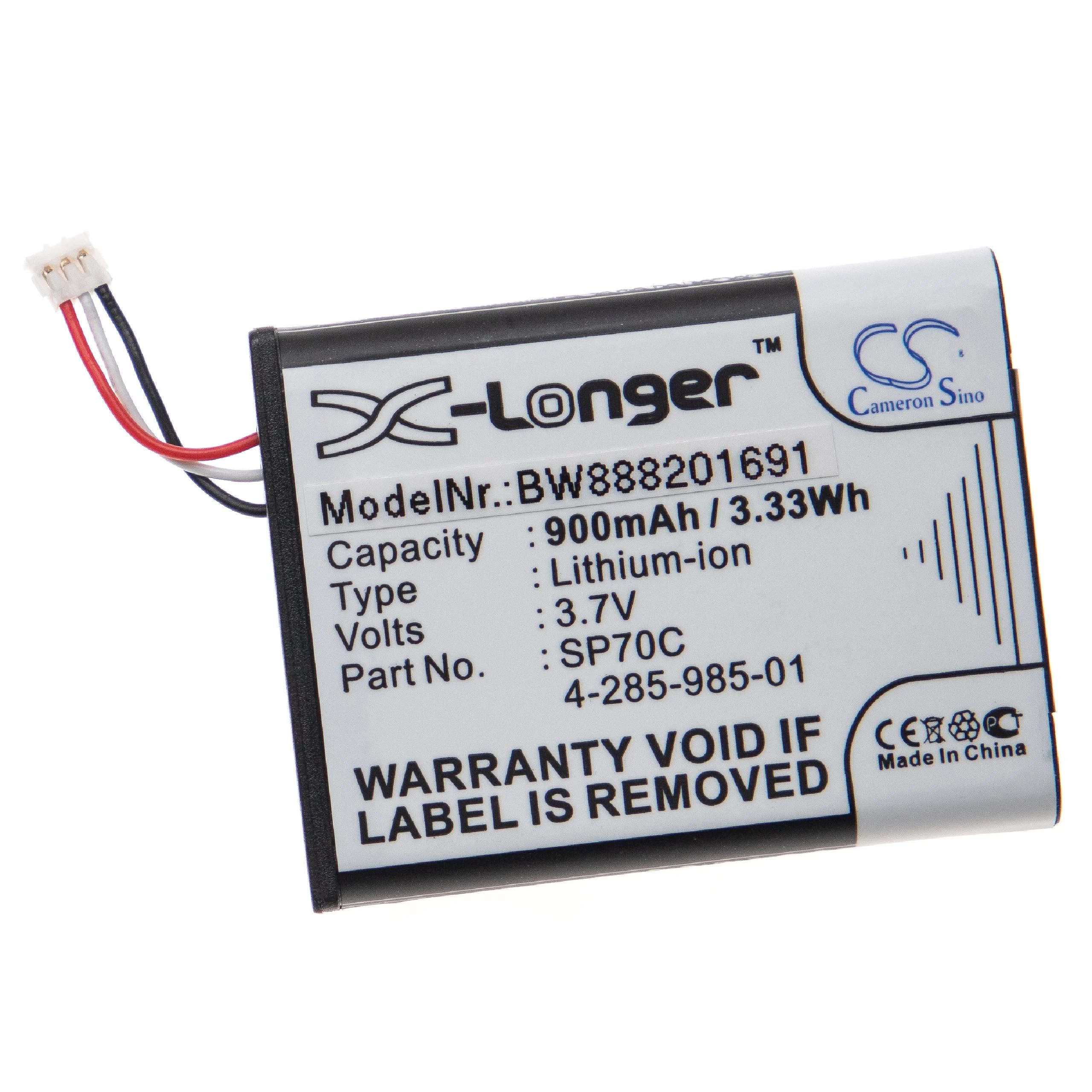 Batterie remplace Sony 4-285-985-01, 4-435-245-01, SP70C console de jeux - 900mAh 3,7V Li-ion