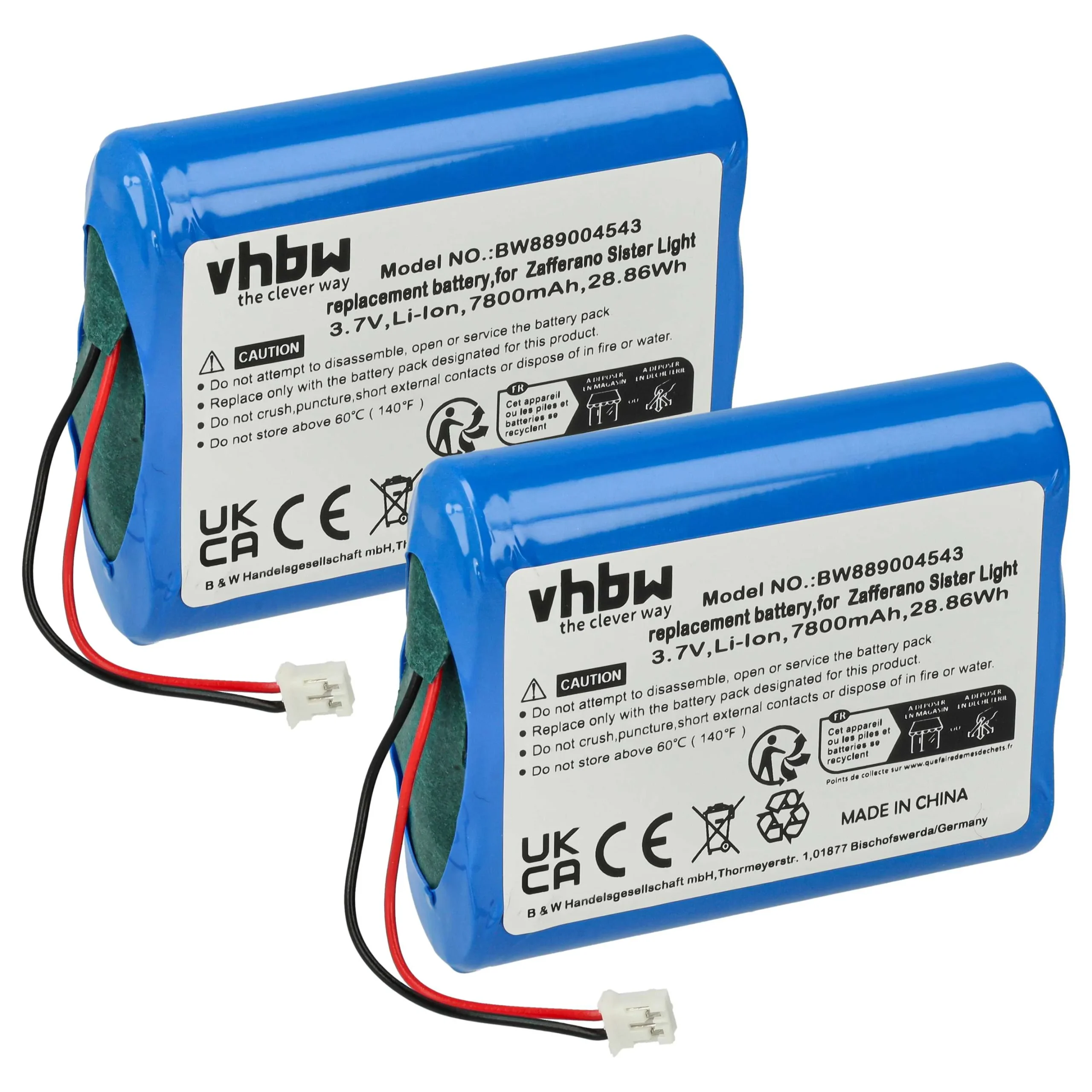 Batterie (2 pcs.) remplace Zafferano BAT04705506701900, 8056300198024 Zafferano - 7800mAh 3,7V Li-ion