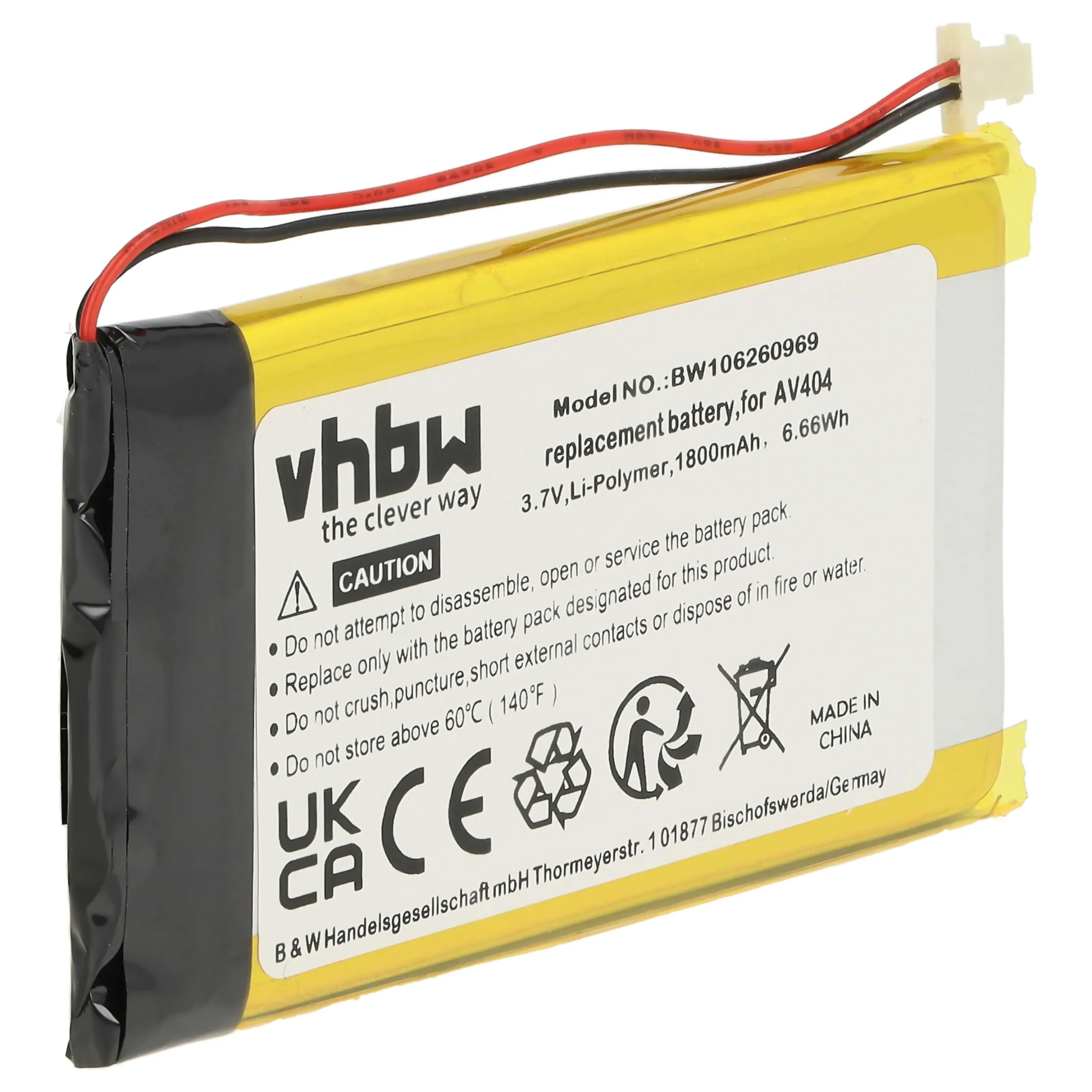 Batterie remplace Archos U0401031006, 104658V6, 261006 pour lecteur MP3 Archos - 1800mAh 3,7V Li-polymère