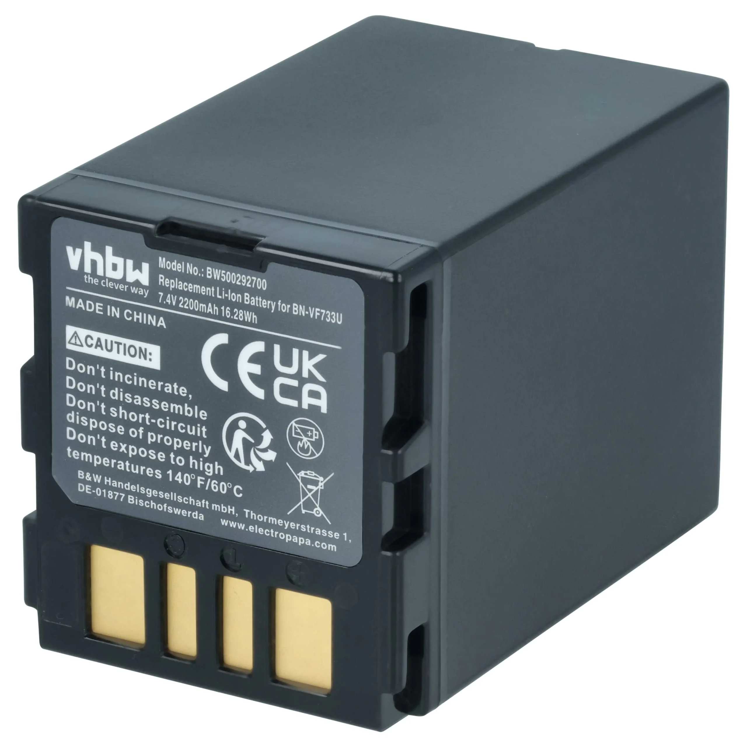 Batterie remplace JVC BN-VF714, BN-VF707US, BN-VF707, BN-VF707U pour caméscope JVC- 2200mAh 7,4V Li-ion