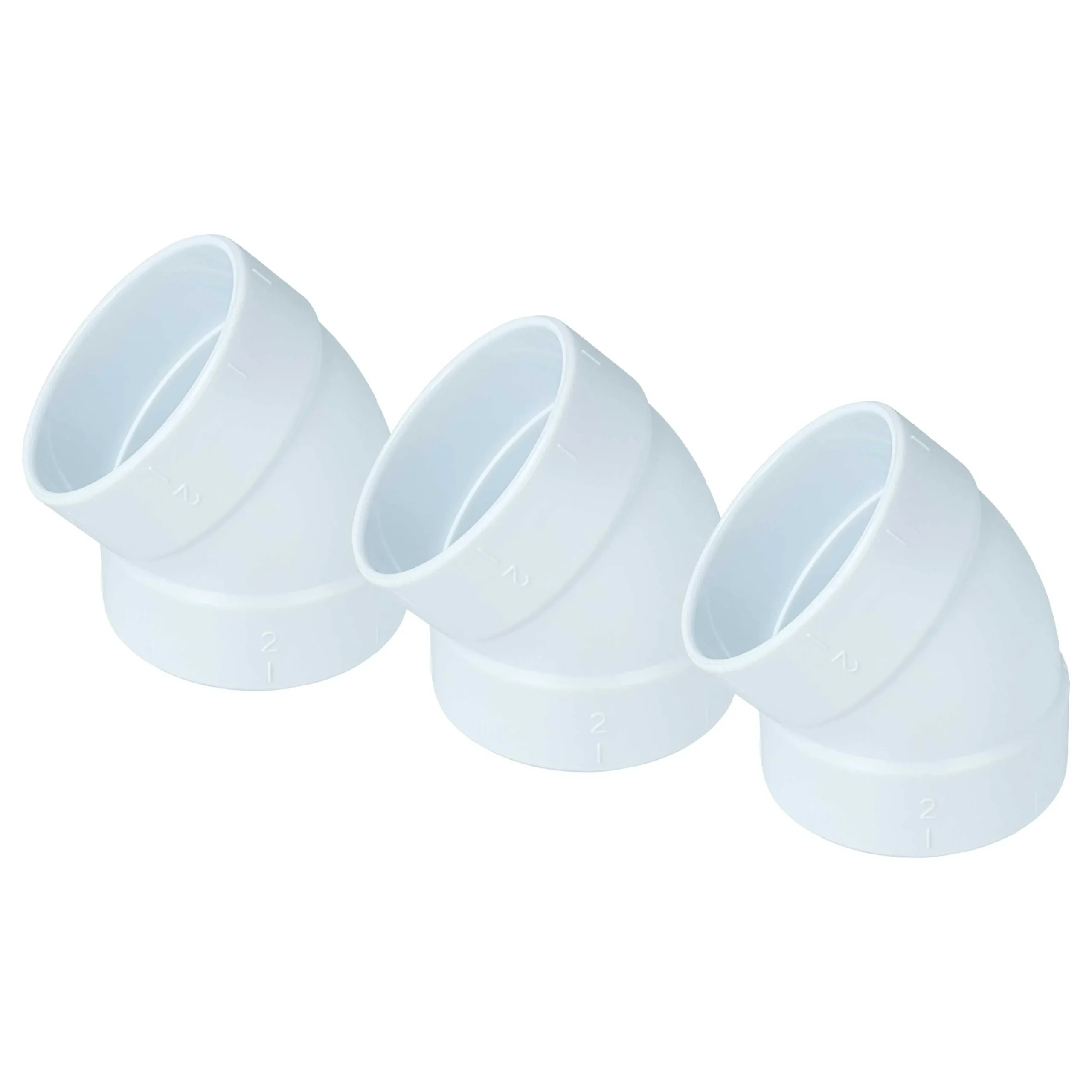 3x Raccord coudé 45° pour aspiration centralisée - Longueur 68 mm