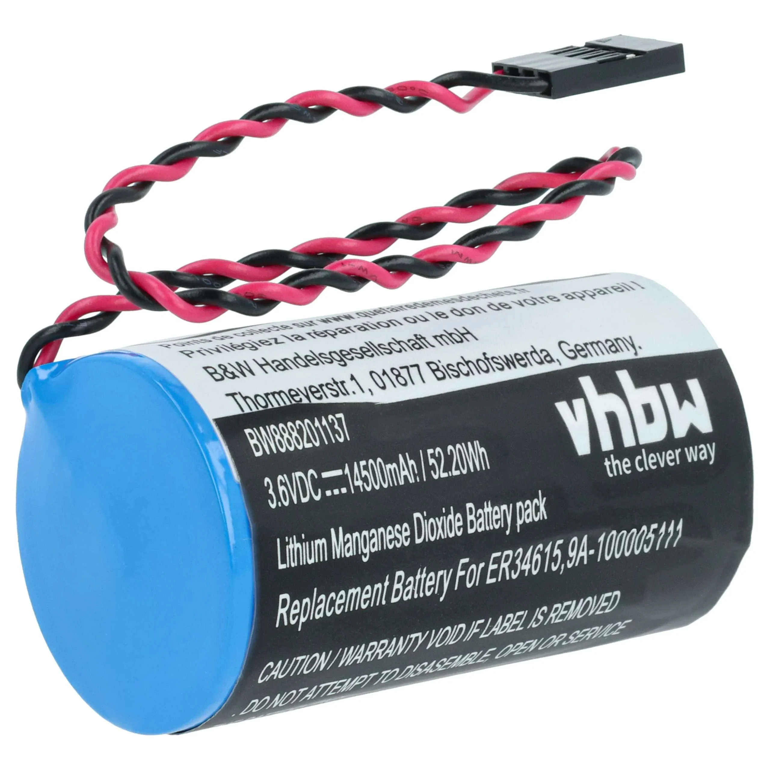 Pile remplace Cameron Nuflo 9A-100005111, LS33600-CN1 outil de mesure Alexor - 14500mAh 3,6V Li-MnO2