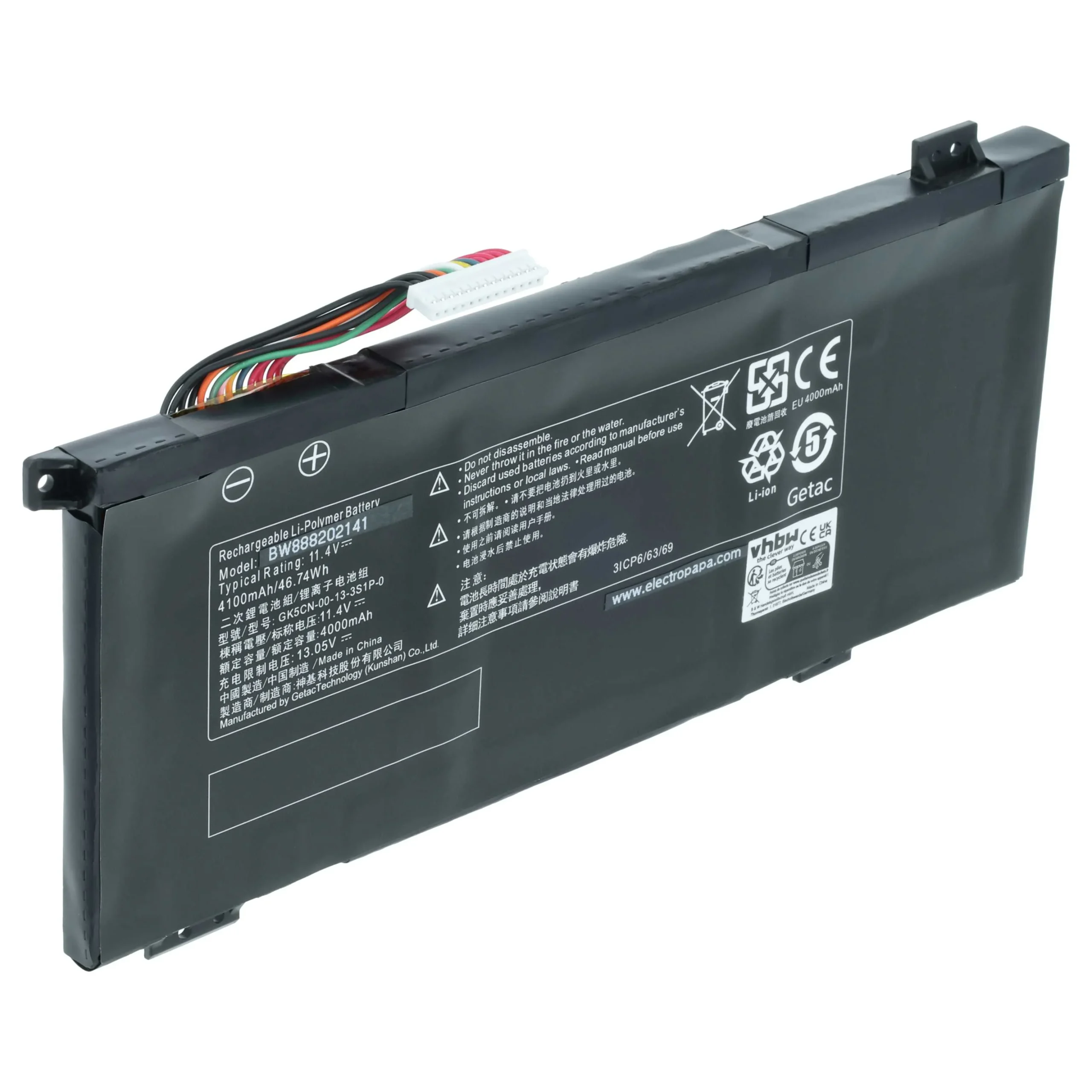 Batterie remplace Machenike GK5CN-00-13-3S1P-0 pour ordinateur portable Machenike- 4000mAh 11,4V Li-polymère