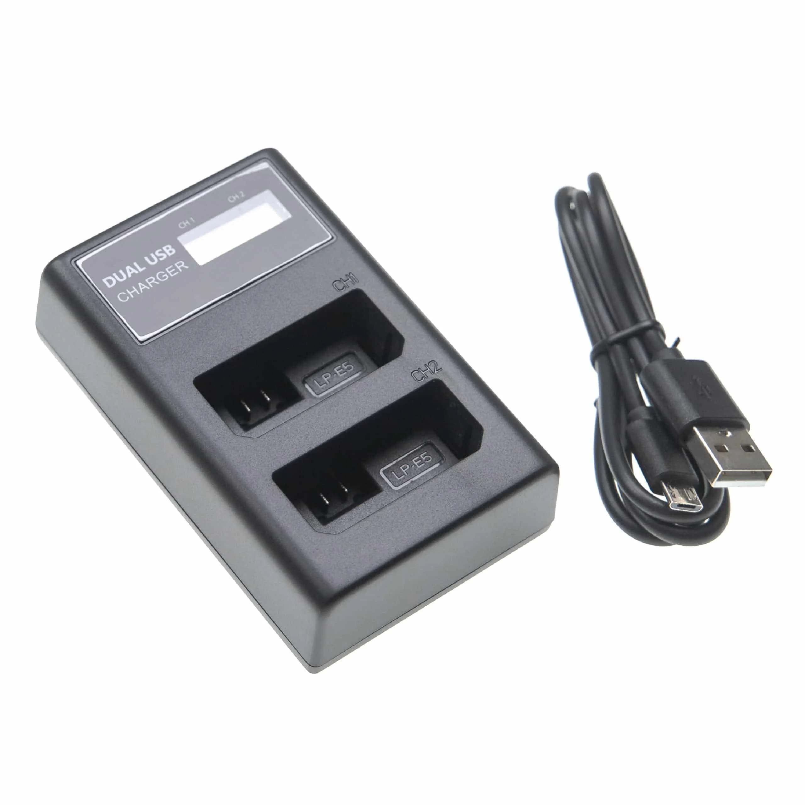 Chargeur Micro-USB + USB-C + câble Micro-USB pour appareil photo Canon EOS 450D, 500D, 1000D, Rebel XS