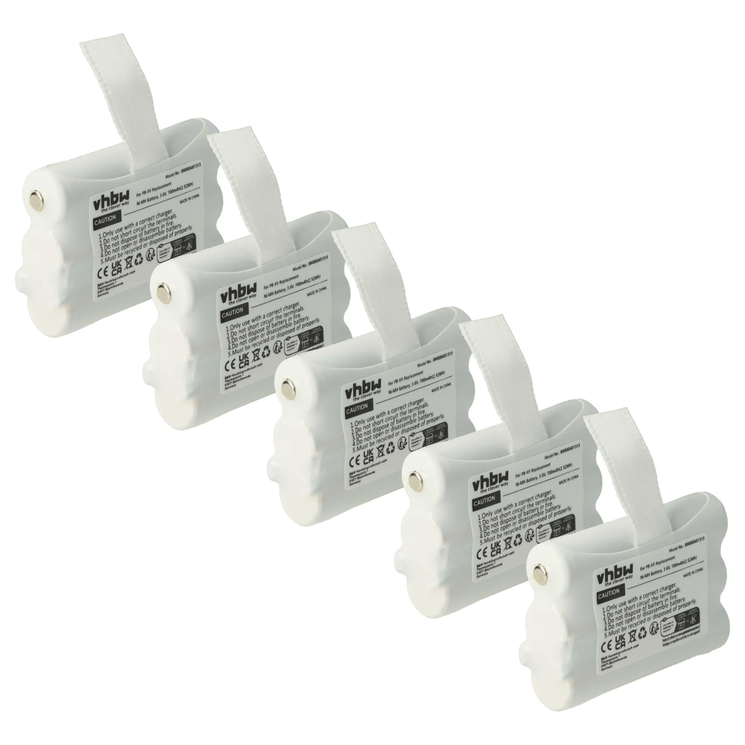 5x Batteries remplace Midland PB-X6 pour radio talkie-walkie Midland- 700mAh 3,6V NiMH