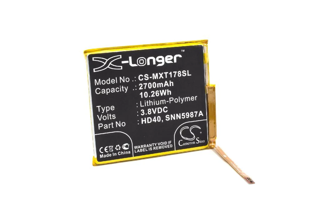 Batterie remplace Motorola SNN5987A, HD40 téléphone portable Motorola - 2700mAh 3,8V Li-polymère