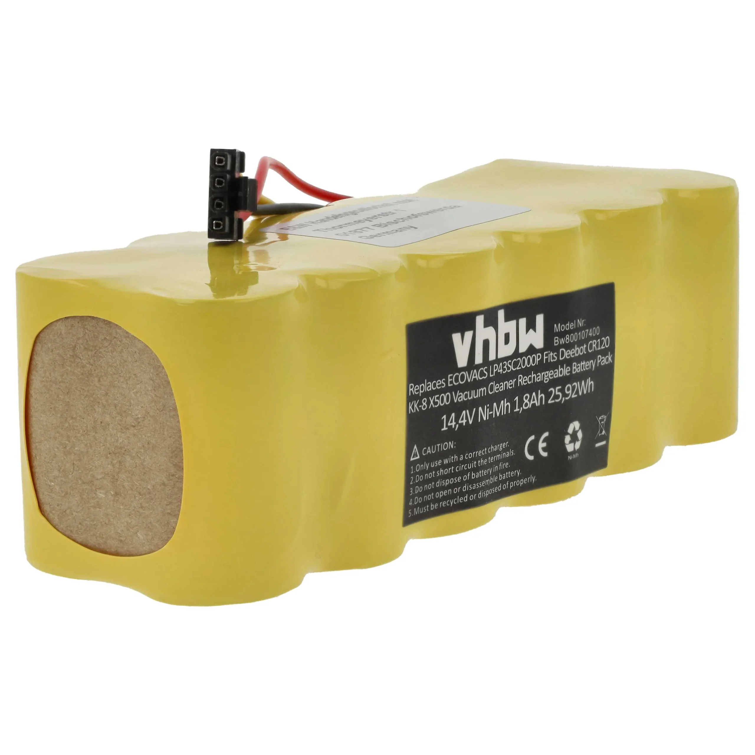 Batterie remplace Ariete LP43SC2000P, AT5186005100 pour robot aspirateur Profimaster - 1800mAh 14,4V NiMH