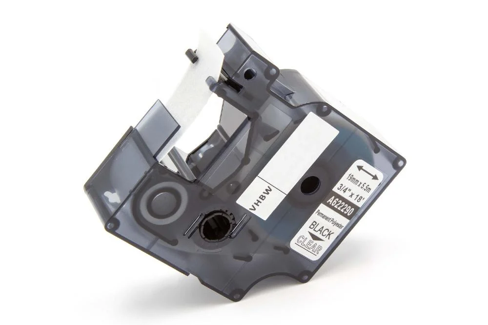 Cassette à ruban remplace Dymo 622290 - 19mm lettrage Noir ruban Transparent, plastique, polyester