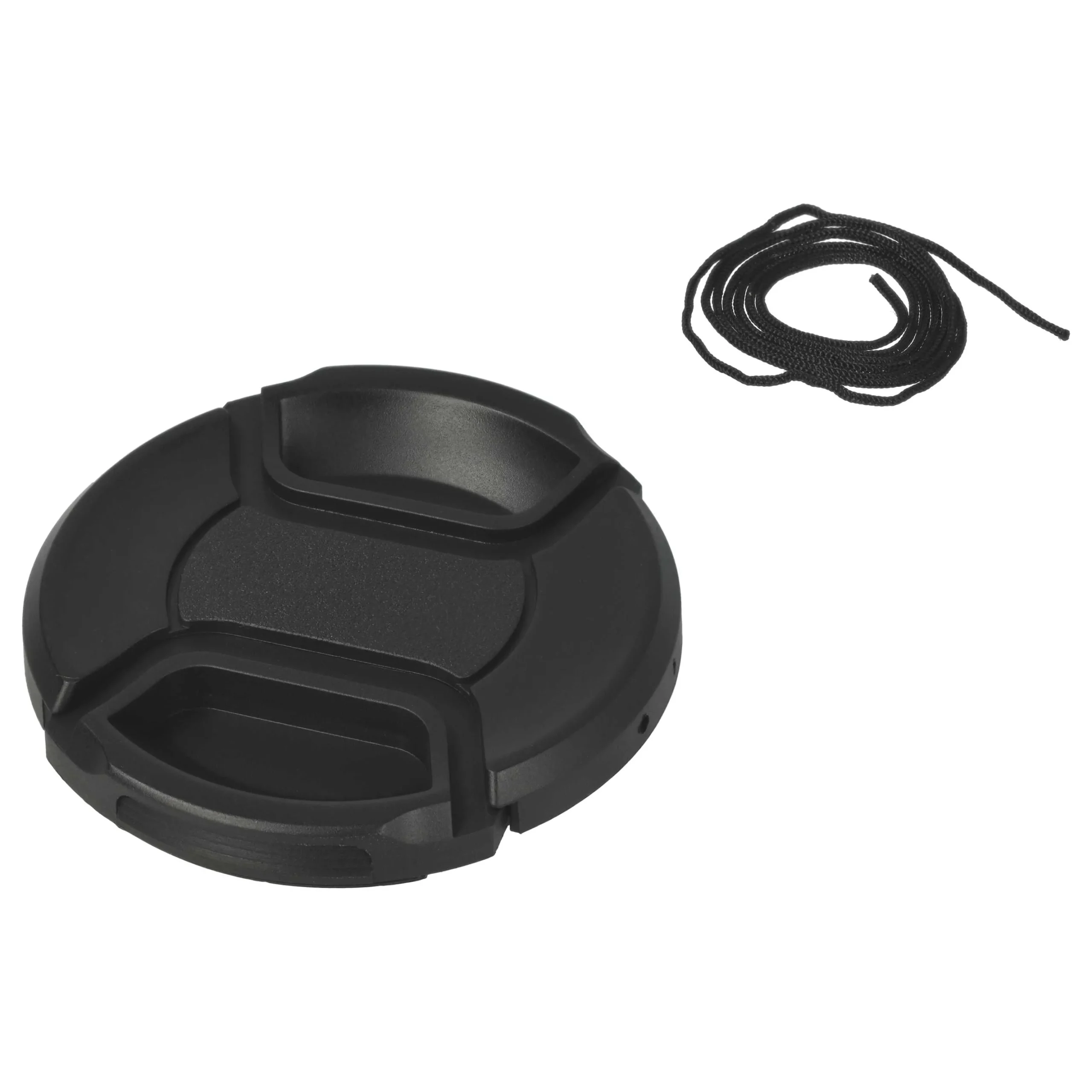 Bouchon d'objectif 62 mm - Prise centrée, plastique, noir