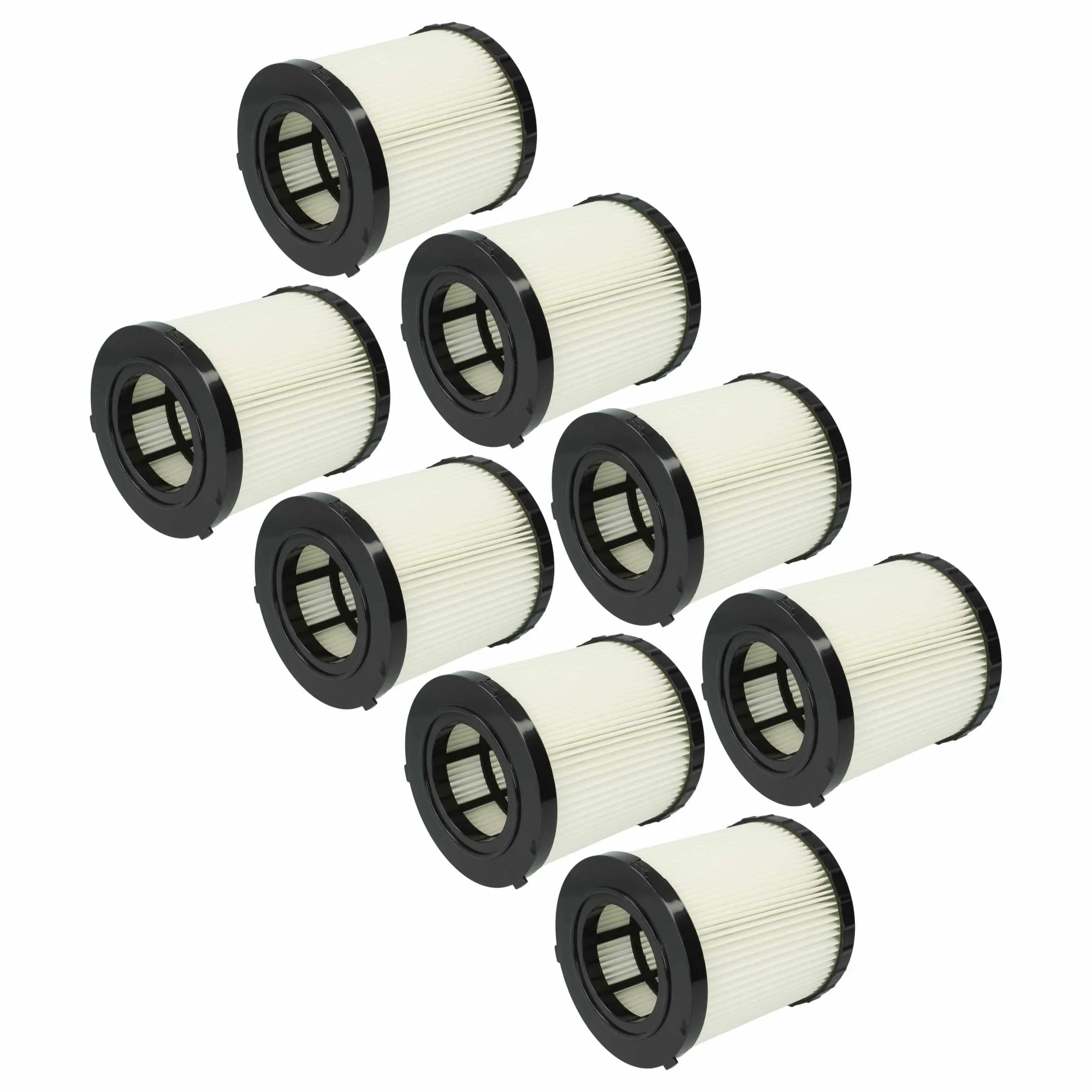 8x Filtre remplace Dewalt DCV5801H, DCV5801H-XJ pour aspirateur Dewalt - filtre rond, noir / blanc