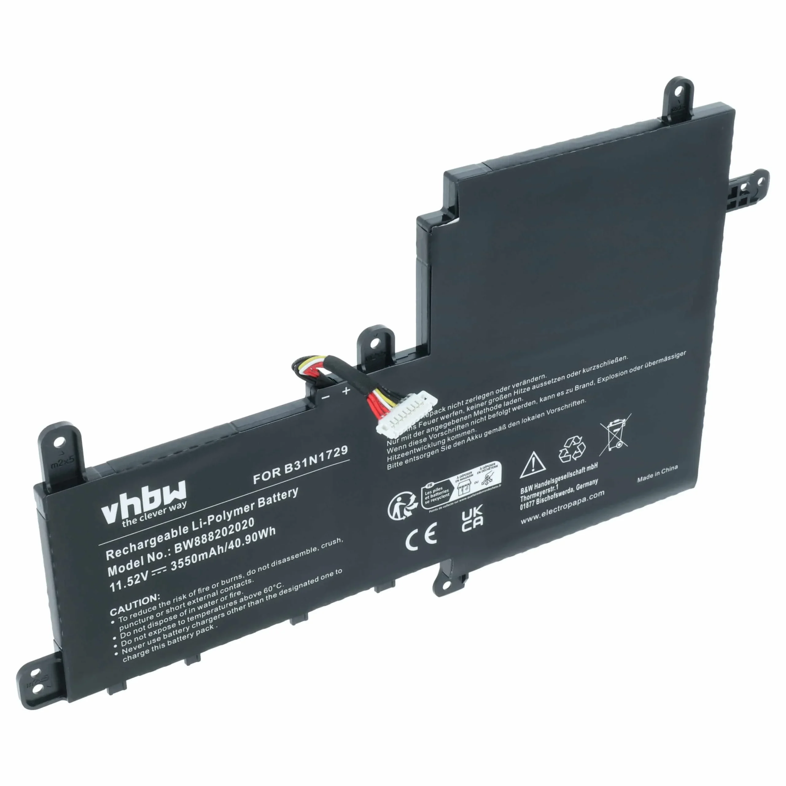 Batterie remplace Asus 0B200-02920000, B31N1729 pour ordinateur portable Asus- 3550mAh 11,52V Li-ion