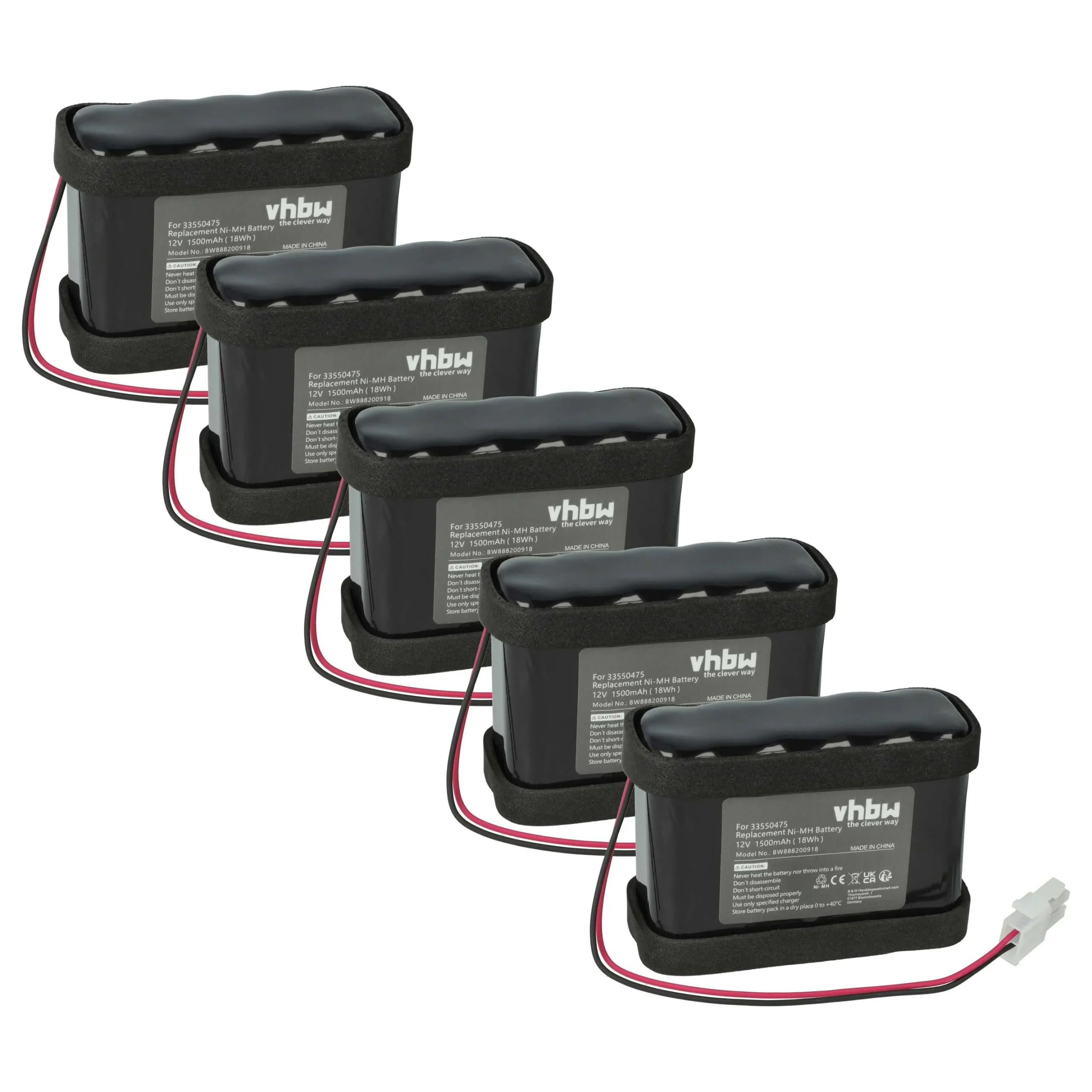 5x Batteries remplace Besam 33550475 pour motorisation de porte, portail Besam - 1500mAh 12V NiMH