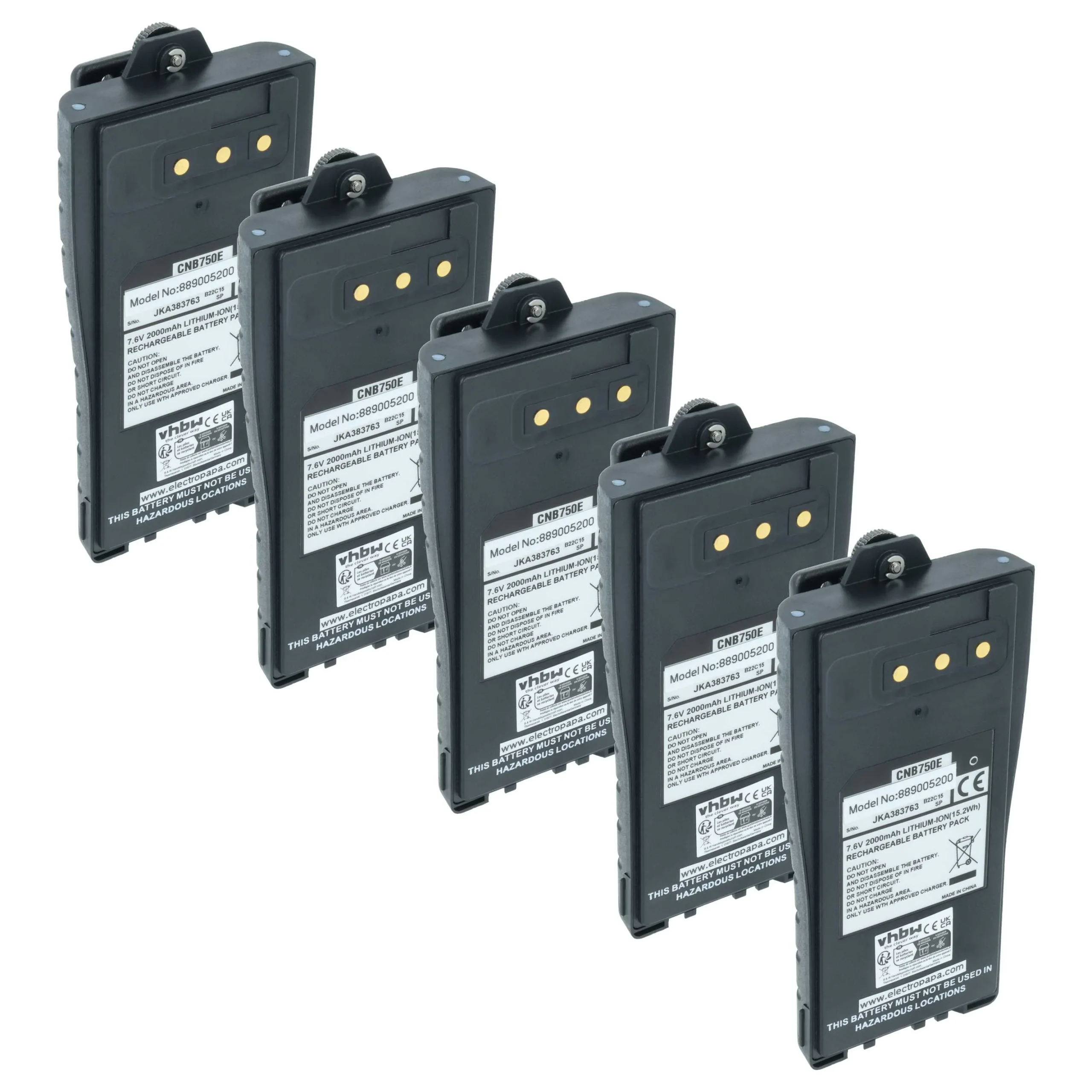 5x Batteries remplace Entel CNB750E pour radio talkie-walkie Entel- 2000mAh 7,6V Li-ion