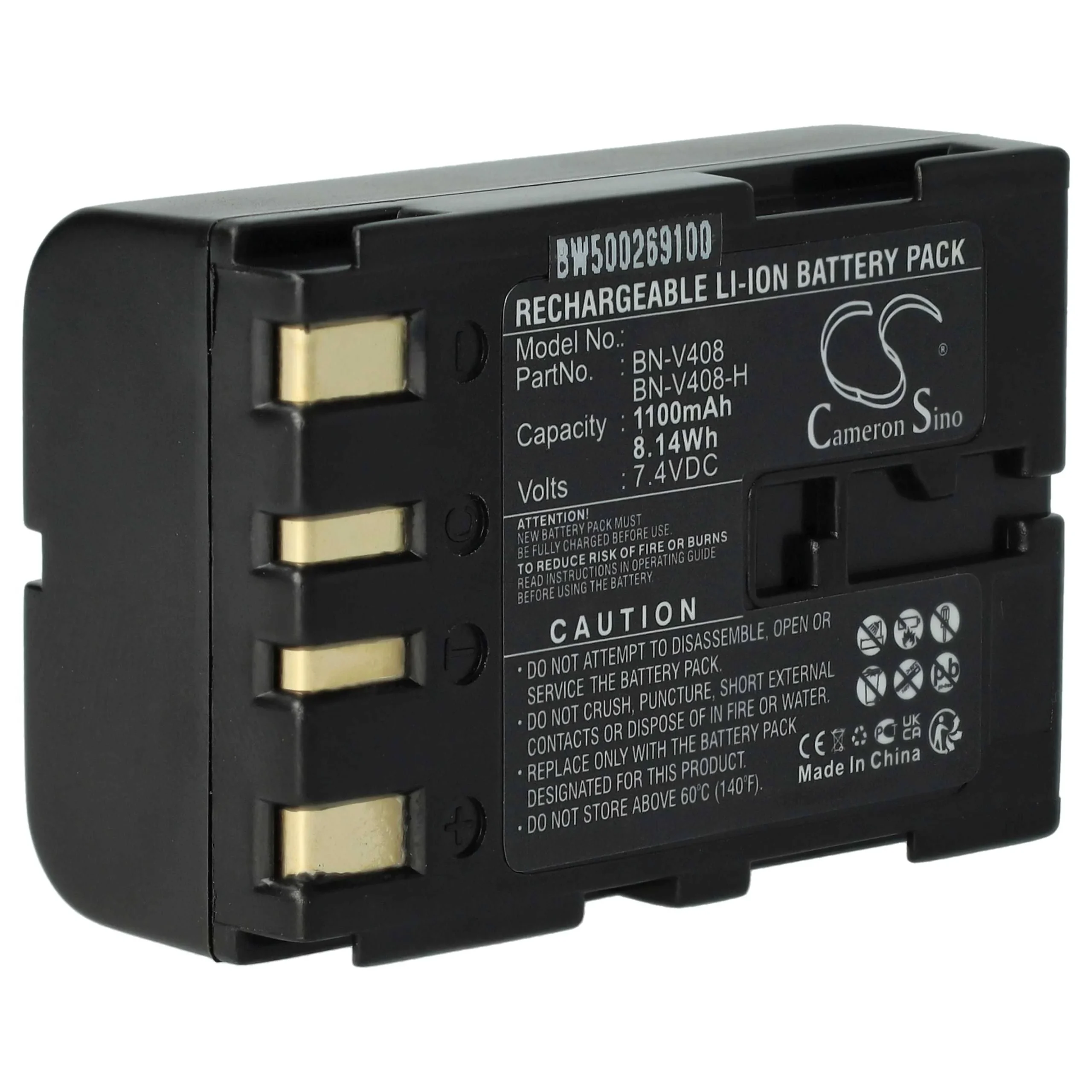Batterie remplace JVC BN-V416, BN-V416U, BN-V428, BN-V408, BN-V408U pour caméscope JVC- 900mAh 7,2V Li-ion