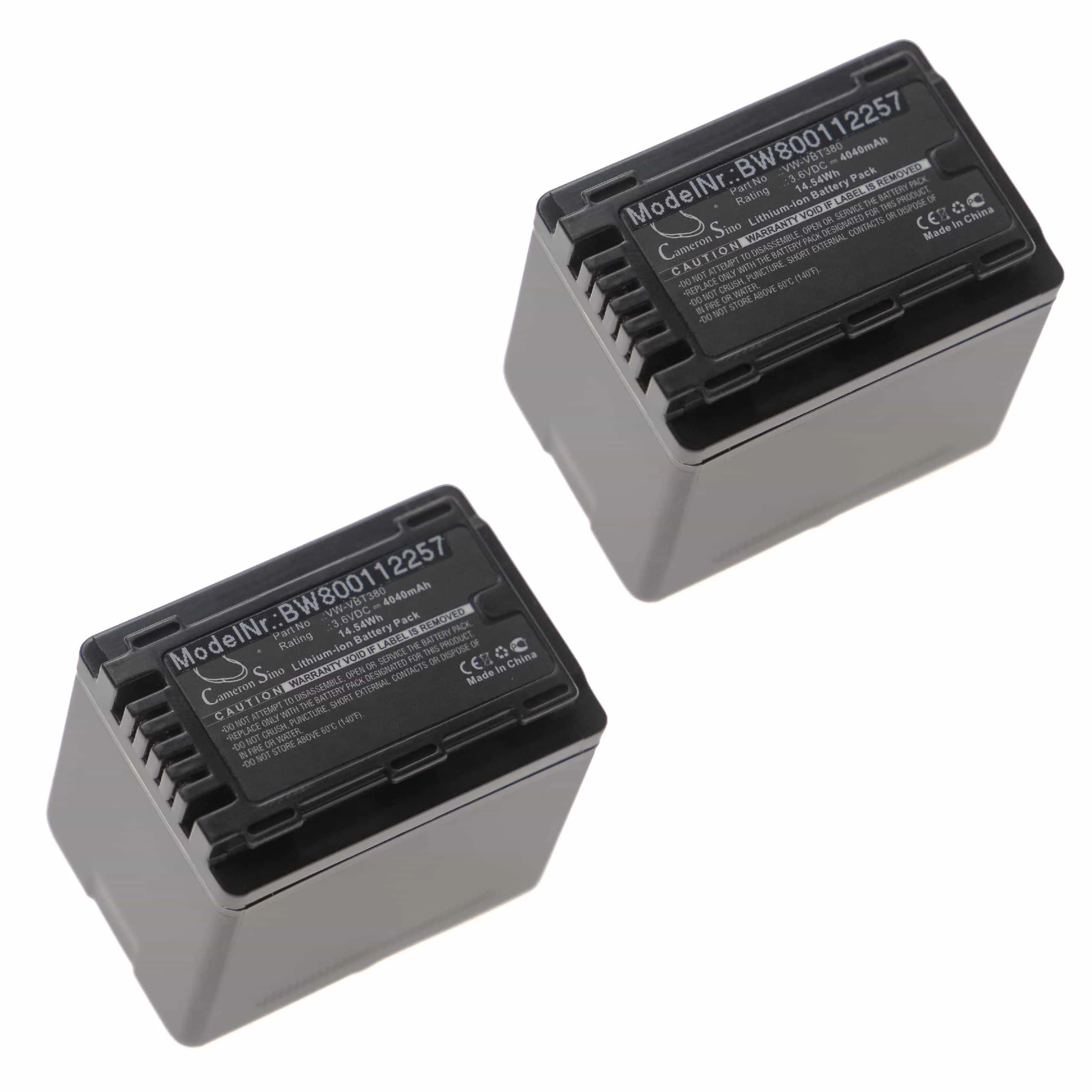 2x Batteries remplace Panasonic VW-VBK180, VW-VBT190, VW-VBK360 pour caméscope Panasonic- 4040mAh 3,6V Li-ion