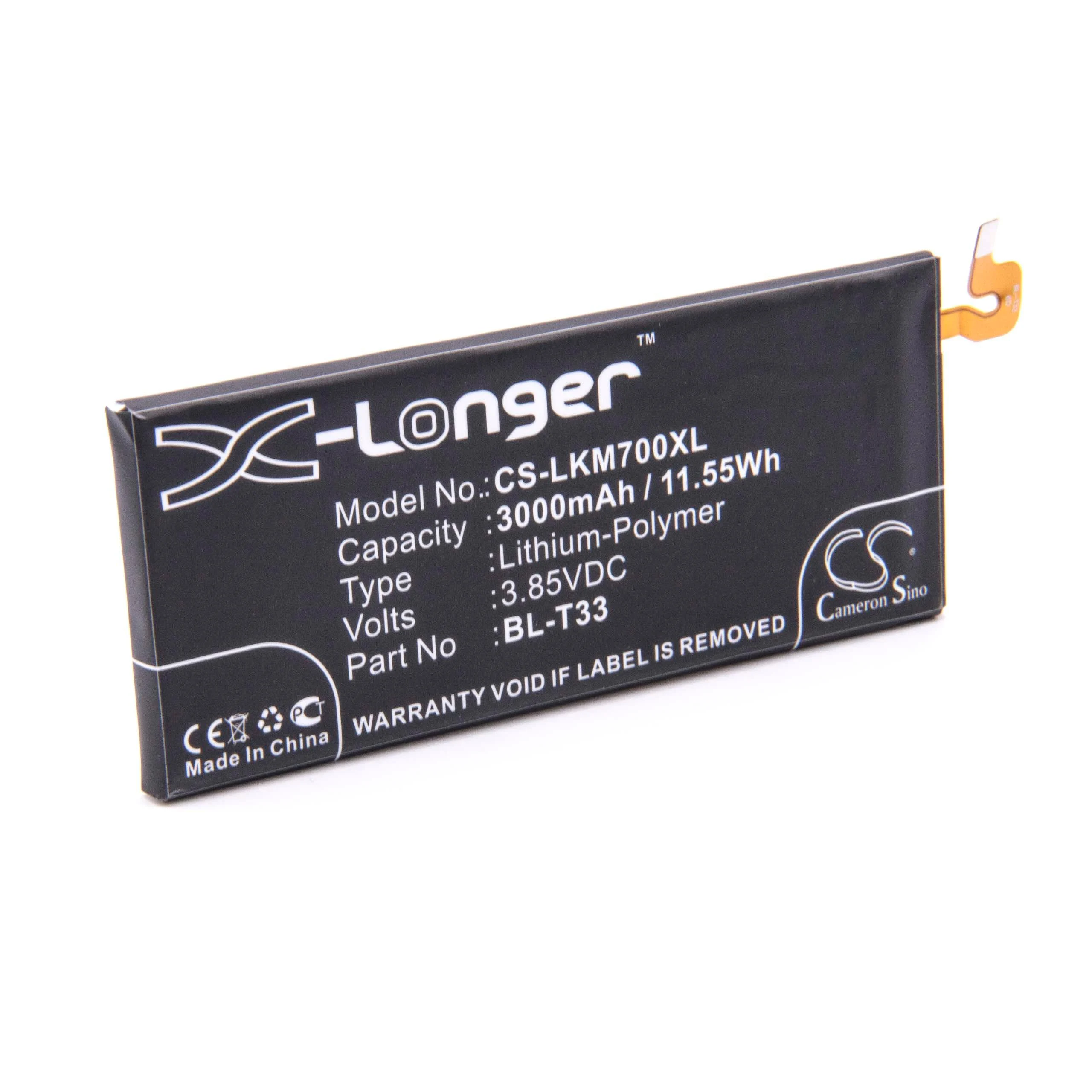 Batterie remplace LG BL-T33 téléphone portable LG - 3000mAh 3,85V Li-polymère