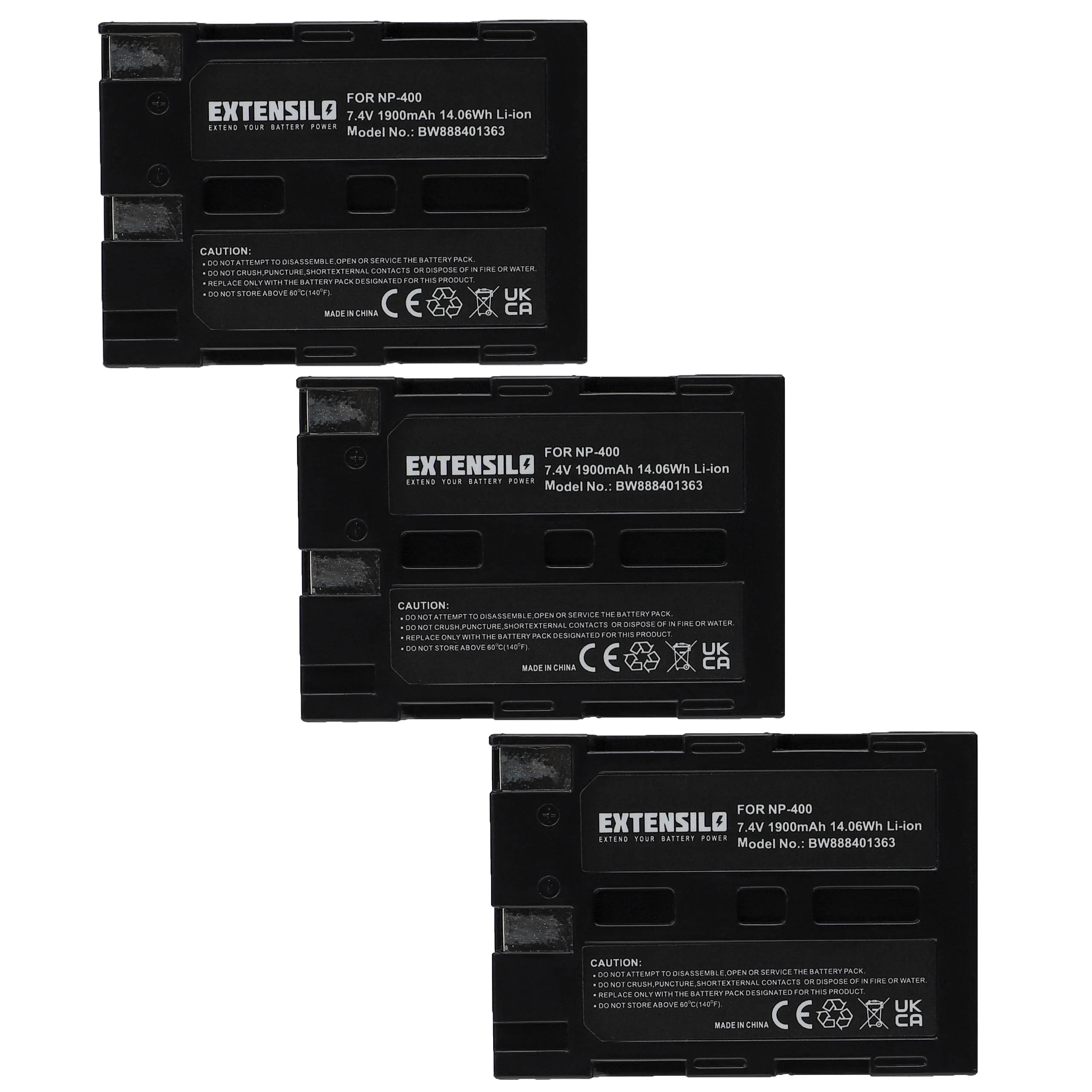 3x Batteries remplace Minolta NP-400 pour appareil photo Pentax- 1900mAh 7,4V Li-ion
