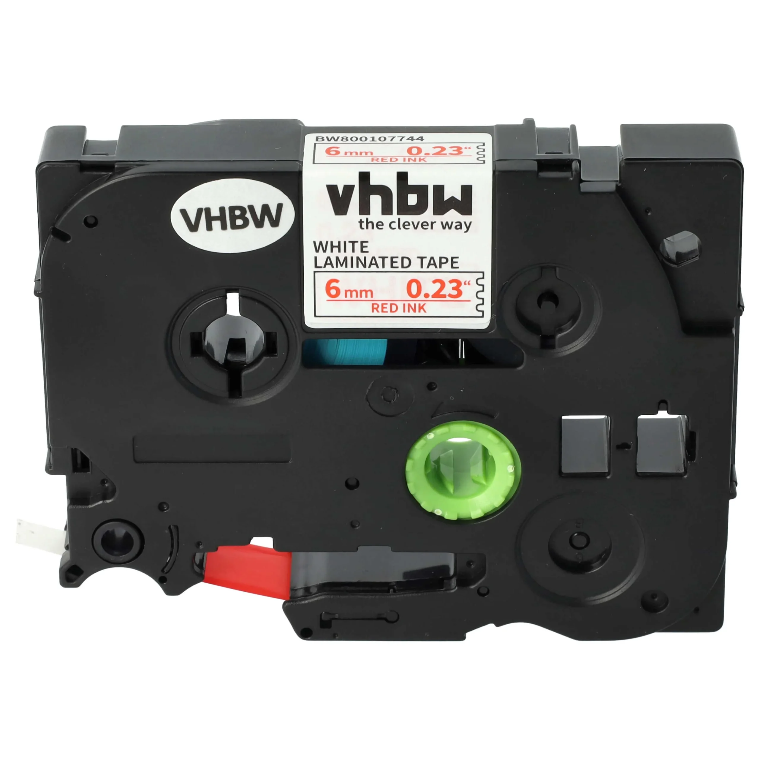 Cassette à ruban remplace Brother TZE-212 - 6mm lettrage Rouge ruban Blanc, plastique