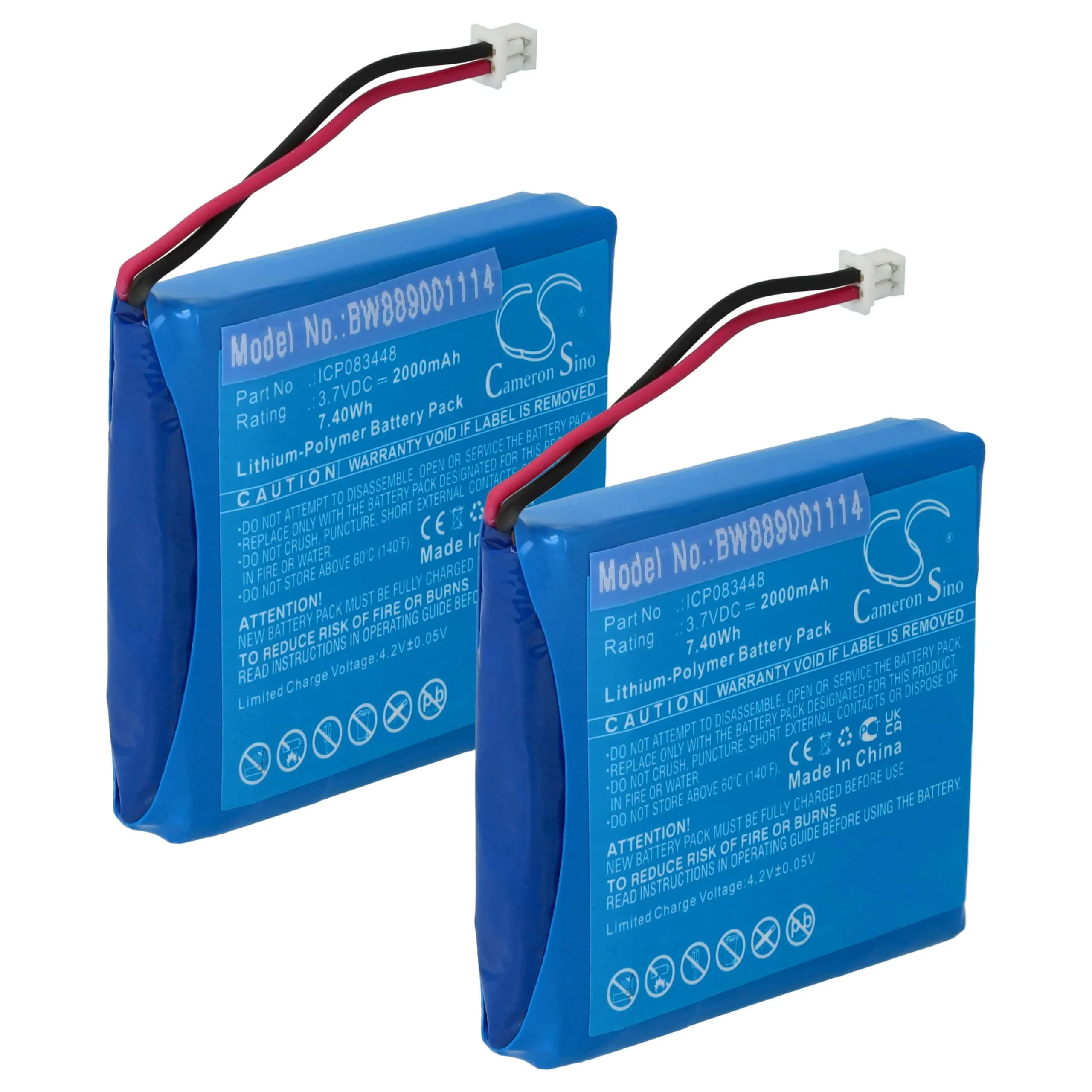2x Batteries remplace Albrecht ICP083448 pour radio talkie-walkie Albrecht- 2000mAh 3,7V Li-polymère