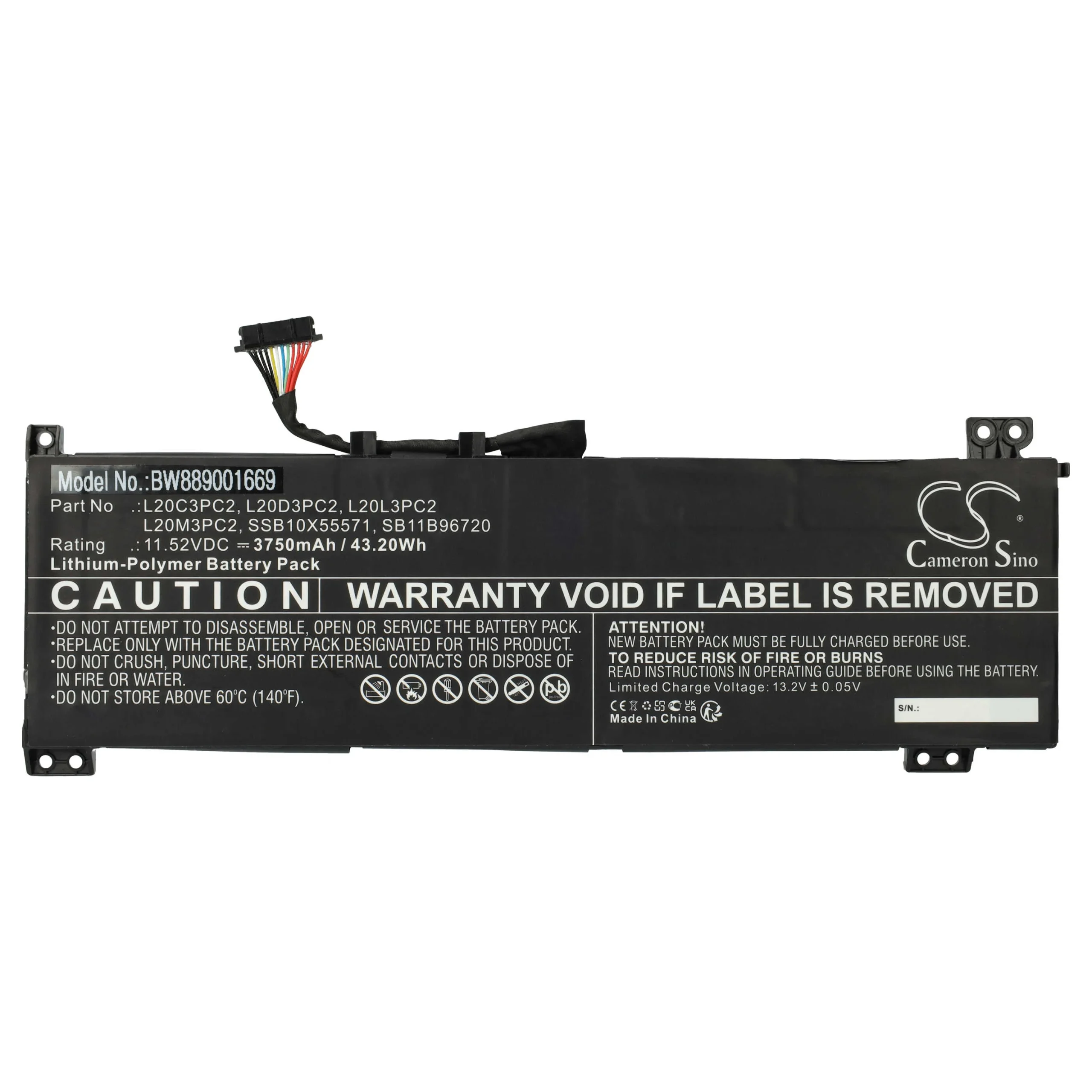 Batterie remplace Lenovo 5B11B96718, 5B11B96715 pour ordinateur portable Lenovo- 3750mAh 11,55V Li-polymère