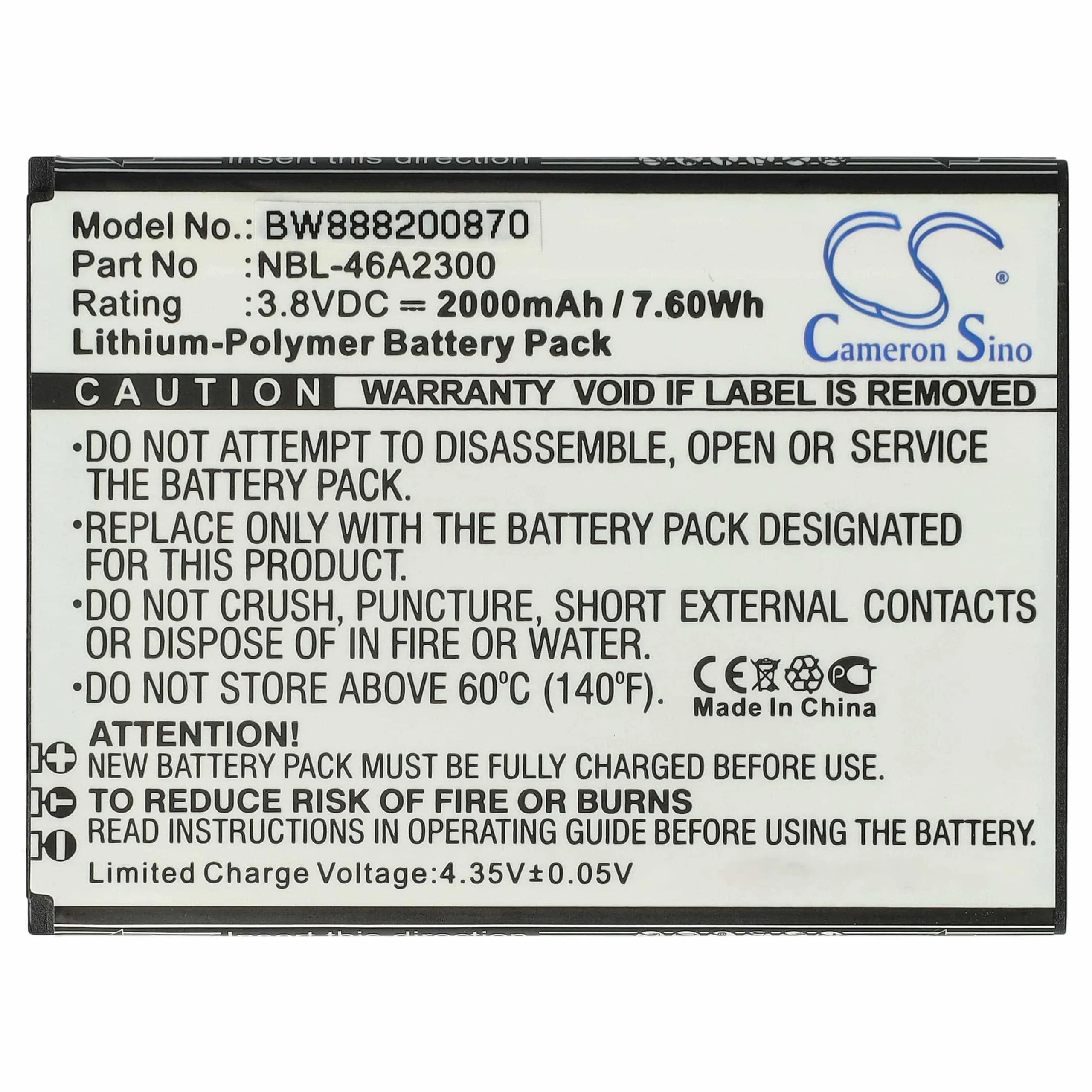 Batterie remplace TP-Link NBL-46A2300 téléphone portable TP-Link - 2000mAh 3,8V Li-polymère