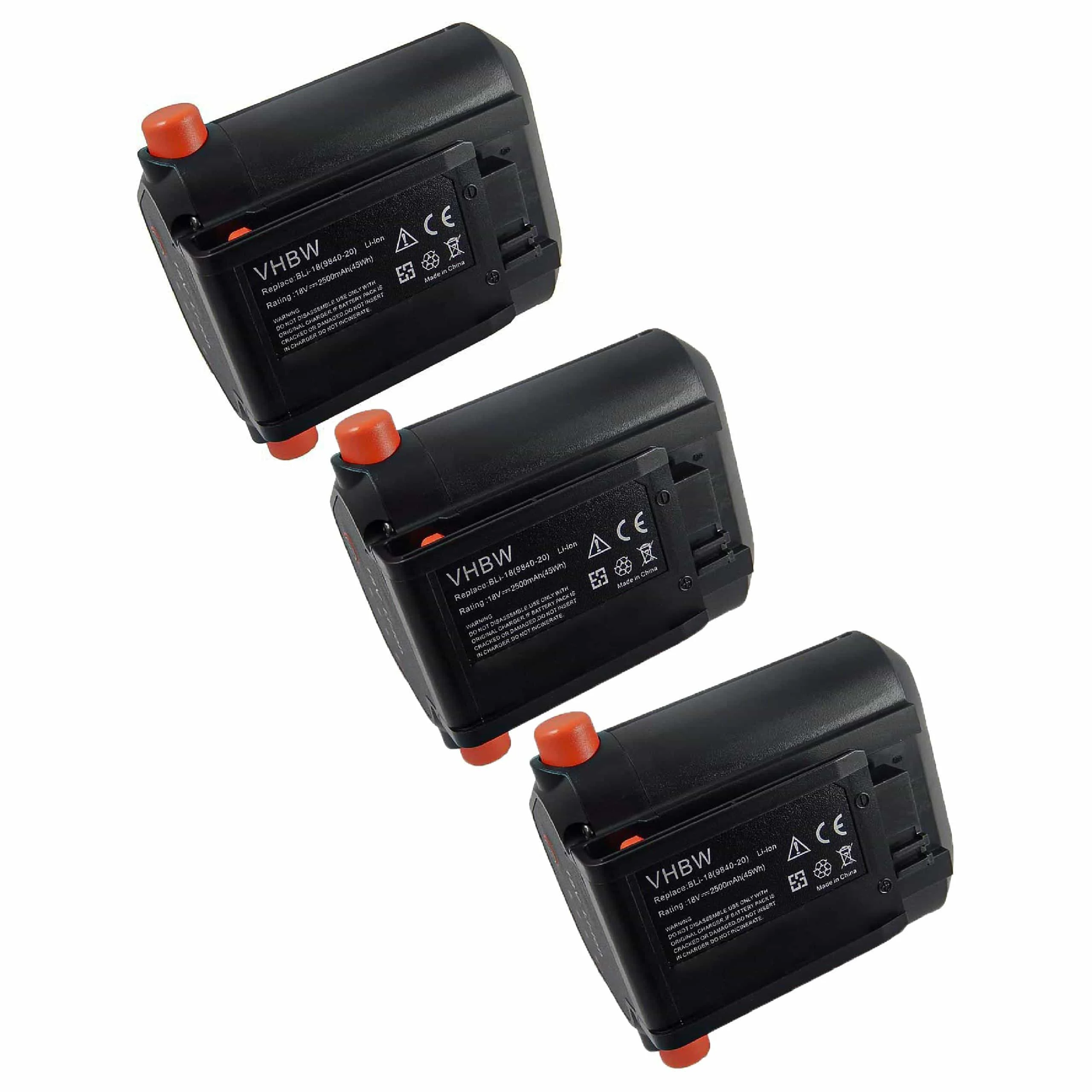 3x Batteries remplace Gardena BLi-18, 9839-20, 9840-20 pour outil de jardinage - 2500mAh 18V Li-ion