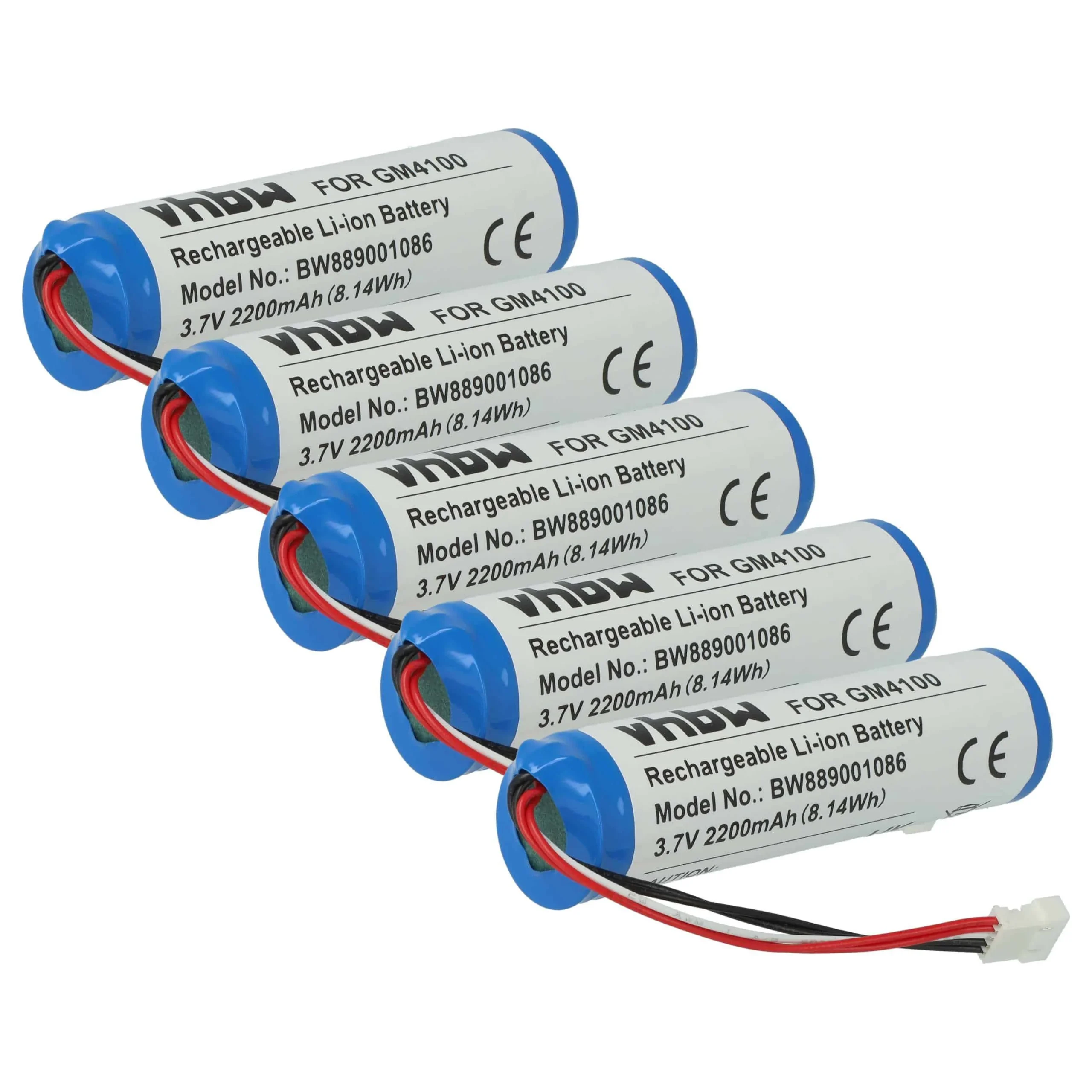 5x Batteries remplace Datalogic 128000894, BT-8, RBP-4000 pour scanner de code-barre Datalogic - 2200mAh 3,7V