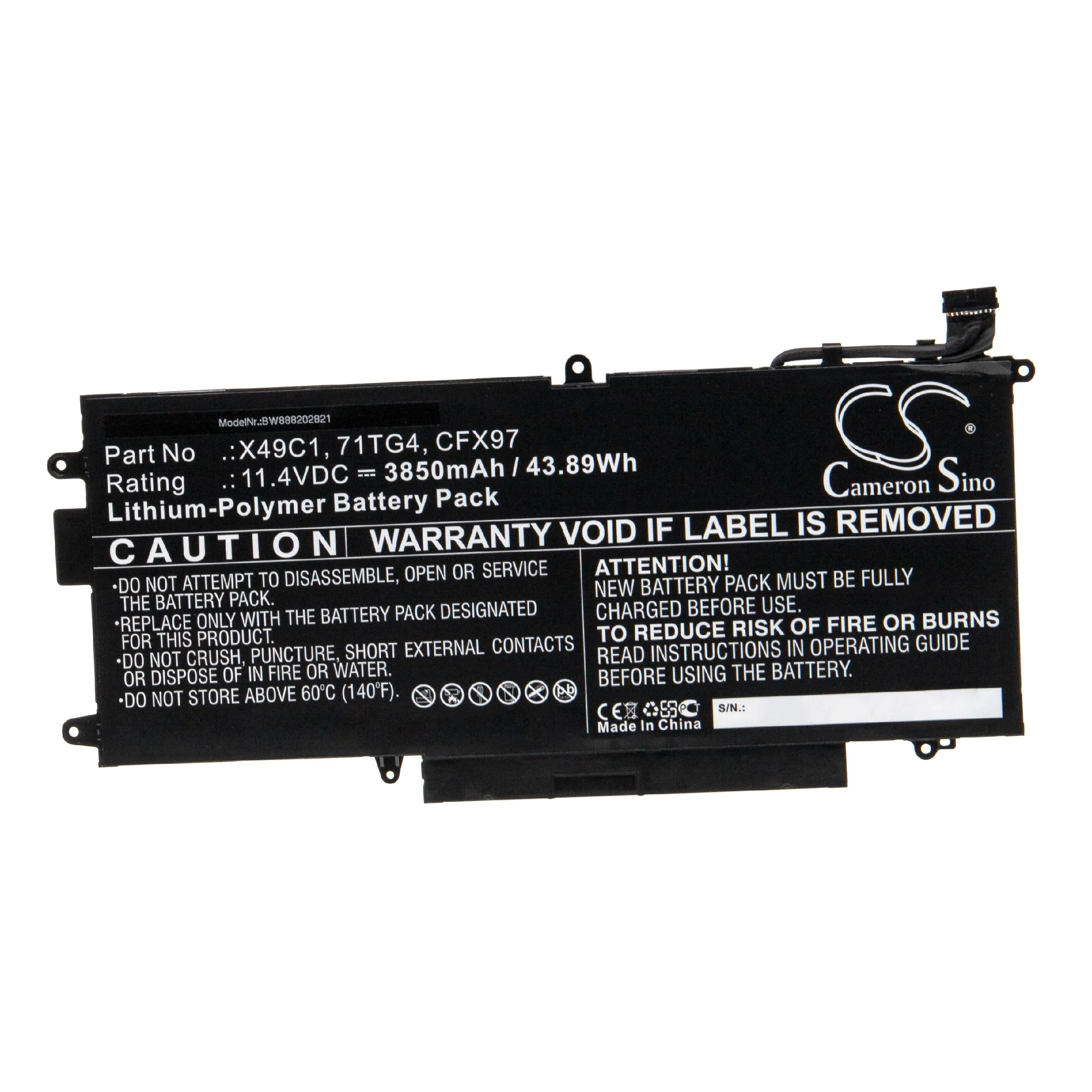 Batterie remplace Dell X49C1, CFX97, 71TG4 pour ordinateur portable Dell- 3850mAh 11,4V Li-polymère