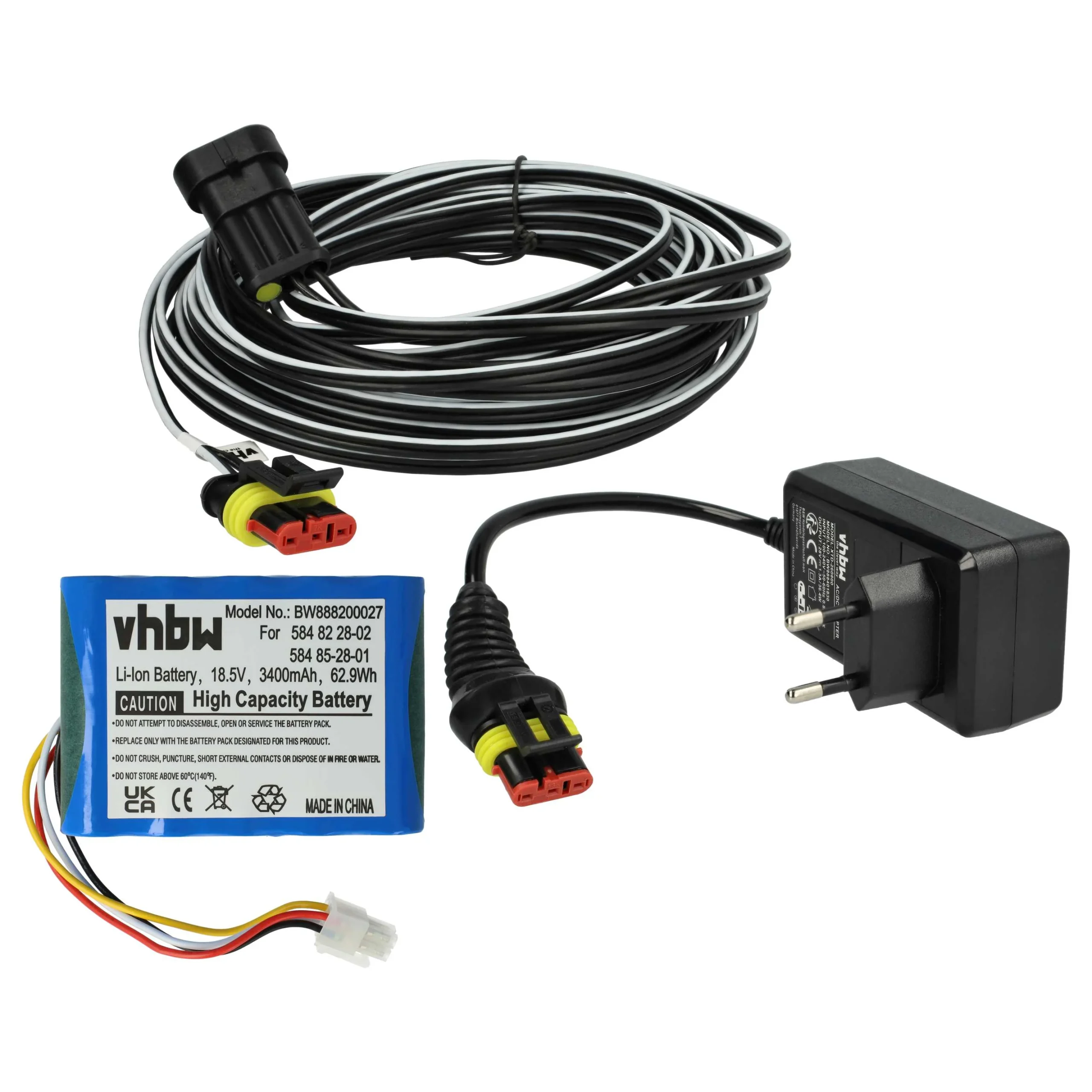 Prise, Batterie 3400 mAh, Câble 10m remplace Gardena 00057-98.251.01 pour tondeuse McCulloch
