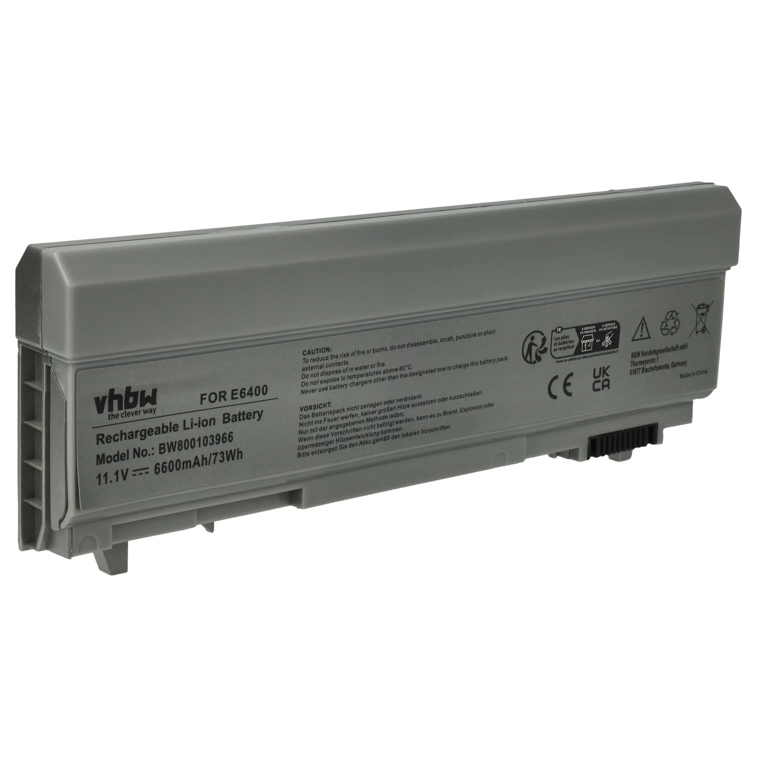 Batterie remplace Dell 0H1391, 0GU715 pour ordinateur portable Dell- 6600mAh 11,1V Li-ion, gris argenté