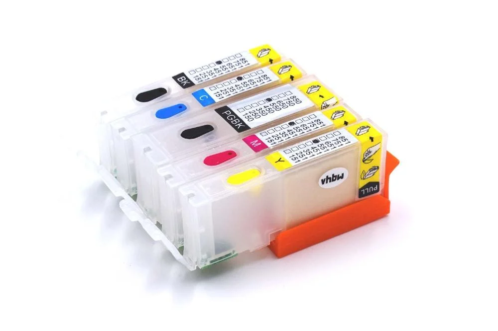 5x Cartouche d'encre CISS remplace Canon CLI-551BK pour imprimante Canon - Y/M/C/B + noir photo + puce
