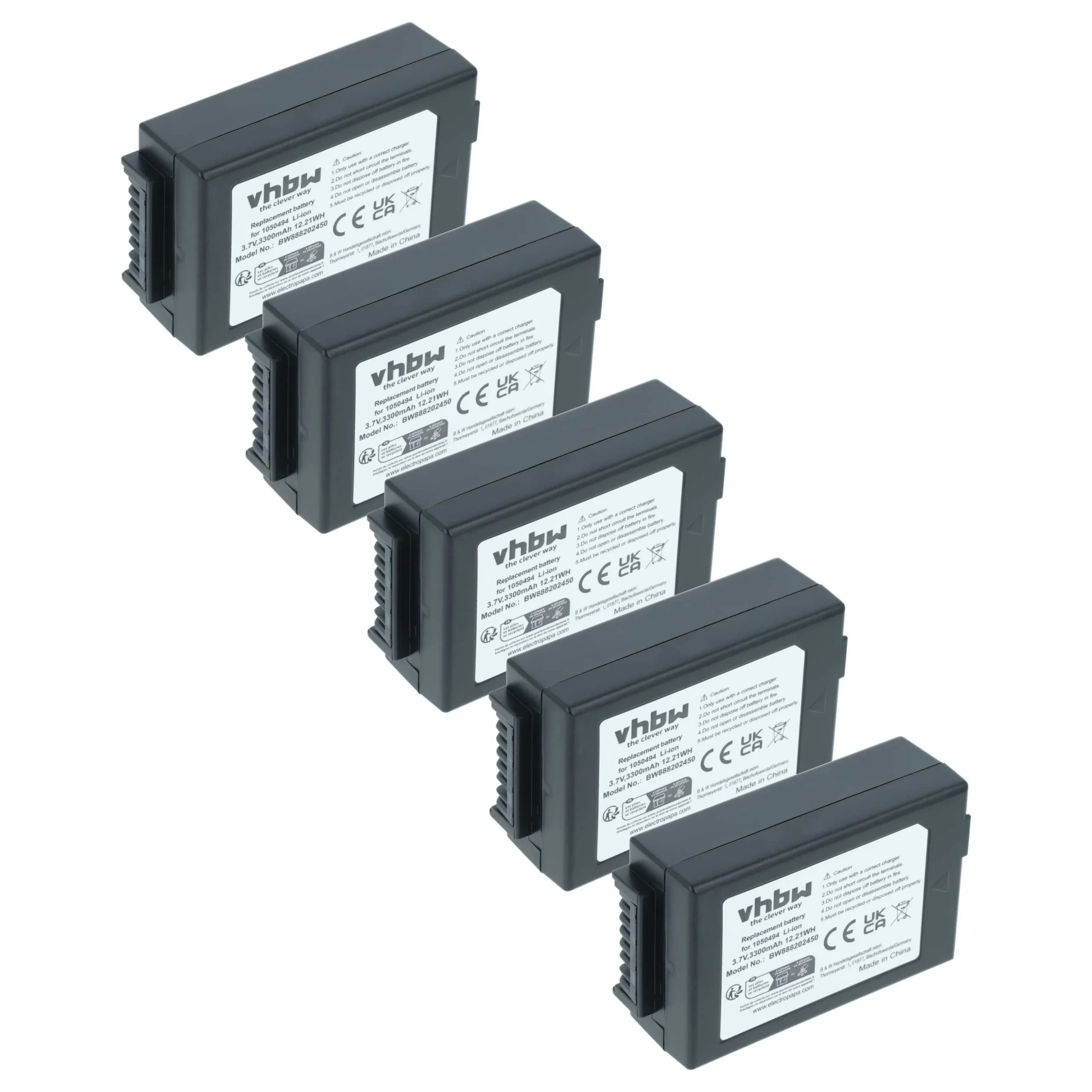 5x Batteries remplace Psion 1050494, 1050494-002 pour ordinateur de poche Psion Teklogix - 3300mAh 3,7V Li-ion