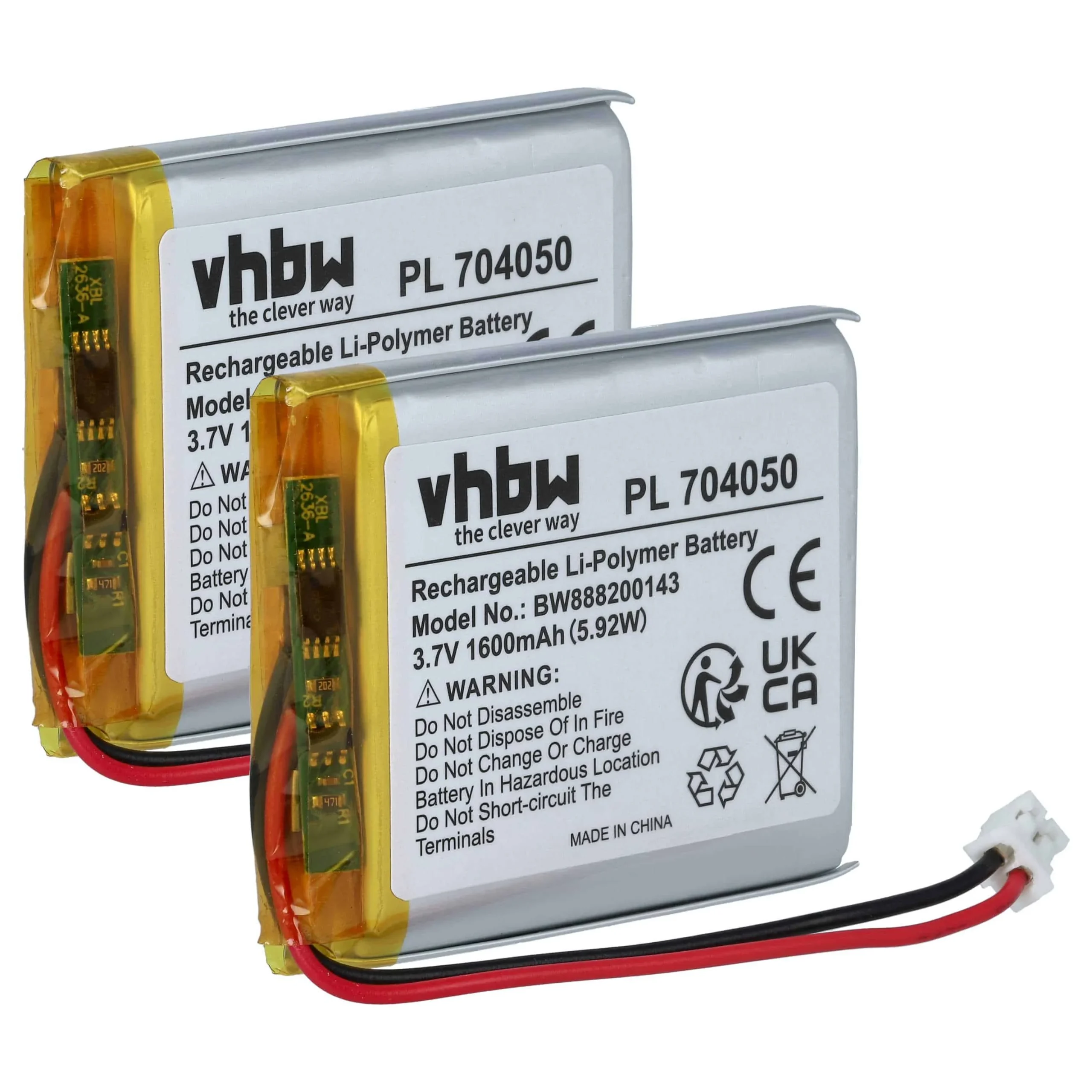 Batterie (2 pcs.) remplace Fatboy PN704050 Fatboy - 1600mAh 3,7V Li-polymère