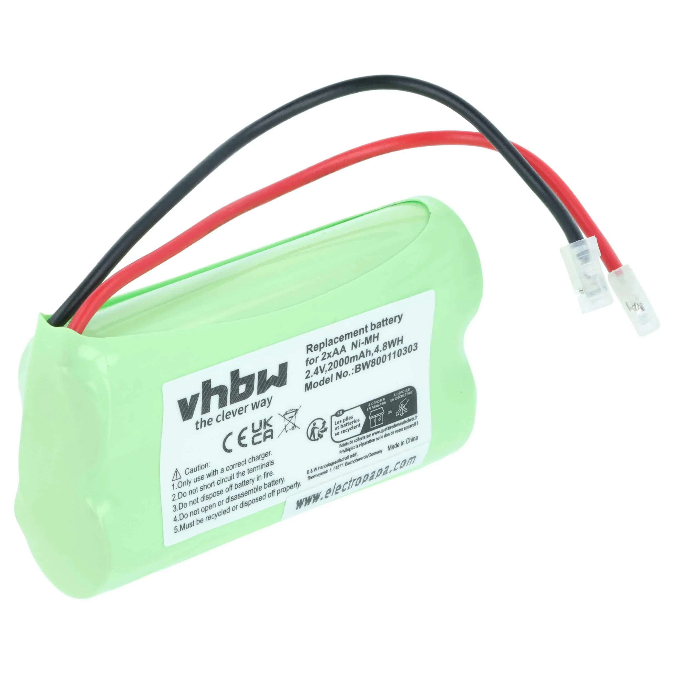 Batterie divers appareils - 2000mAh 2,4V NiMH remplacement pour 2x AA Mignon