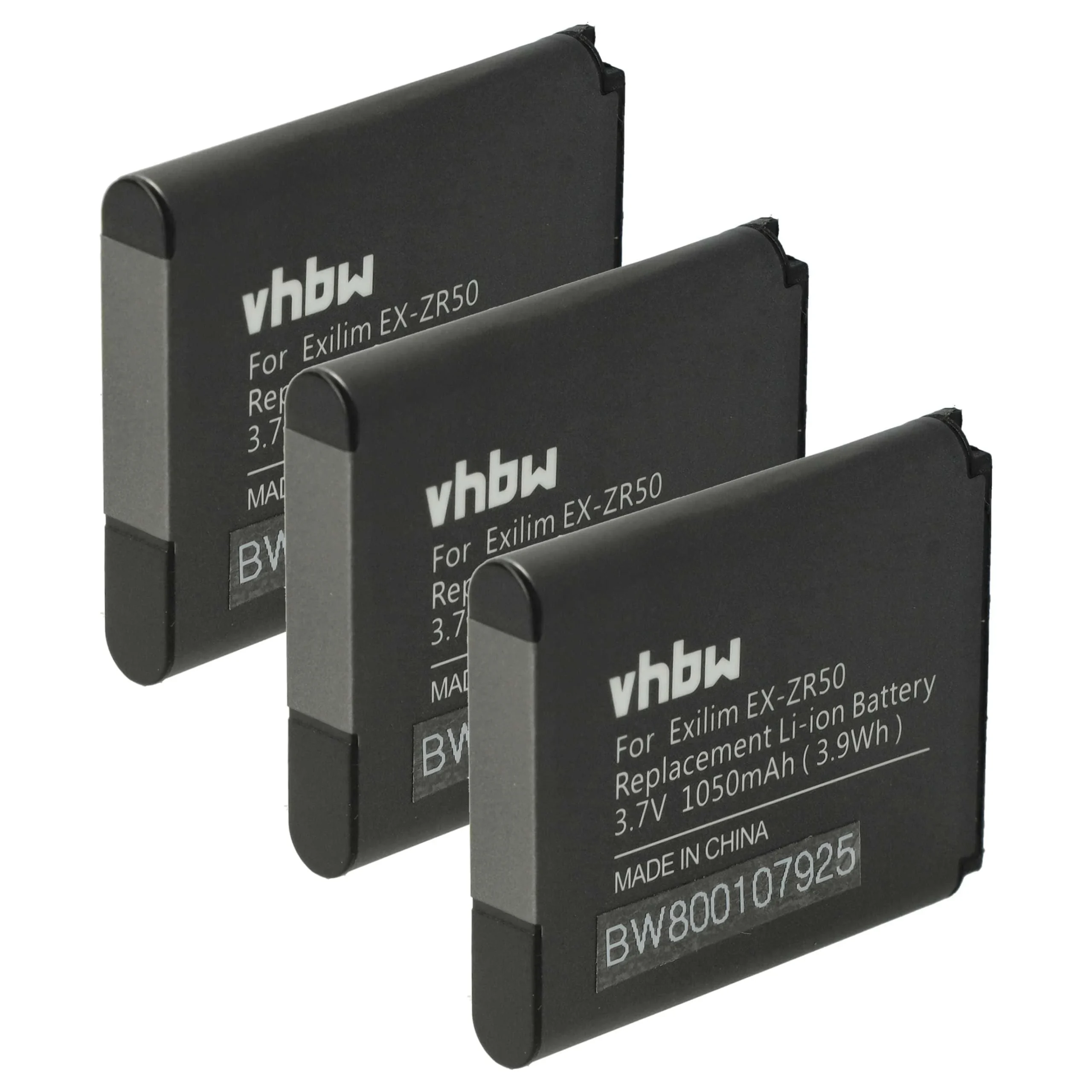 3x Batteries remplace Casio NP-160 pour appareil photo Casio- 1050mAh 3,7V Li-ion