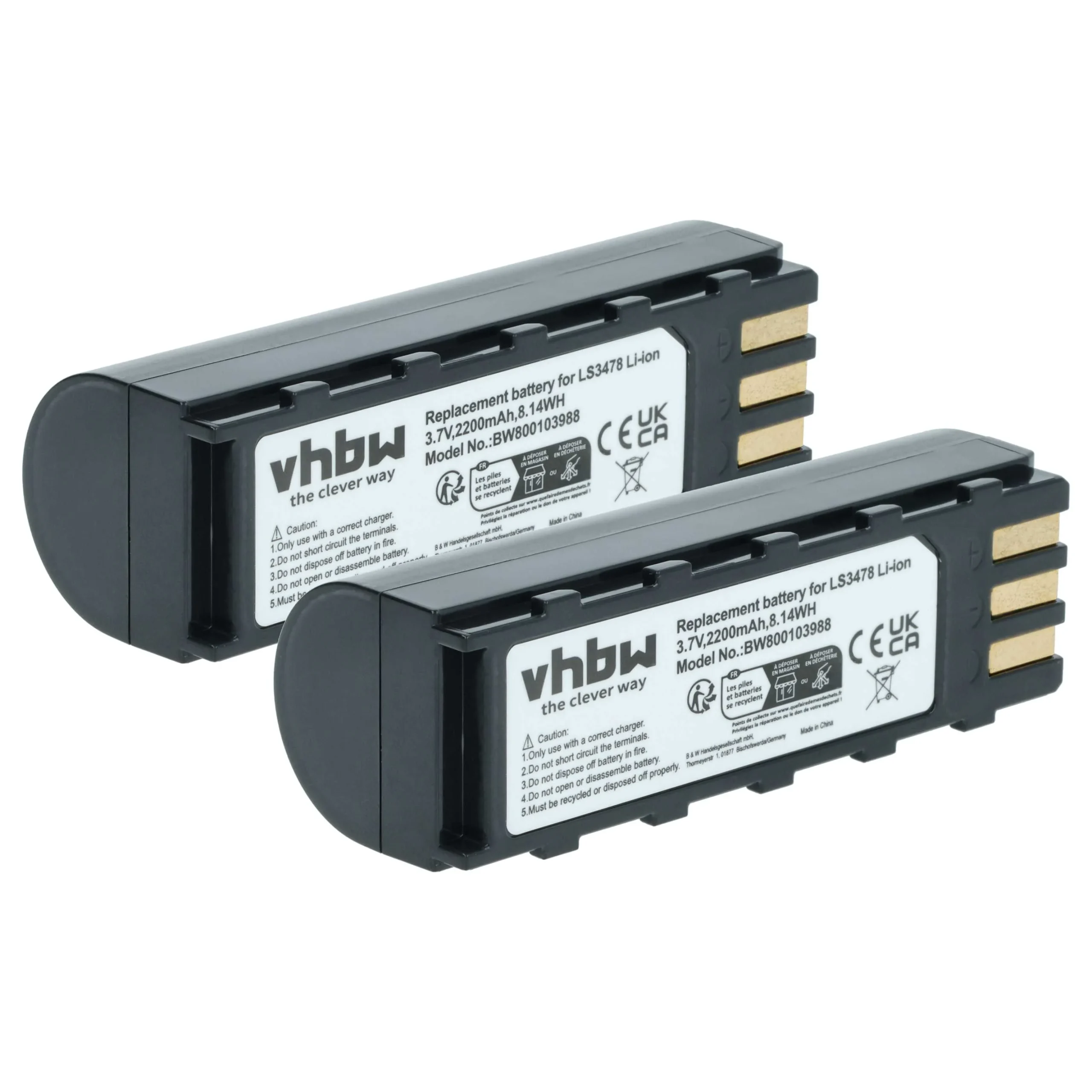 2x Batteries remplace Leuze 50120448 pour scanner de code-barre Symbol - 2200mAh 3,7V