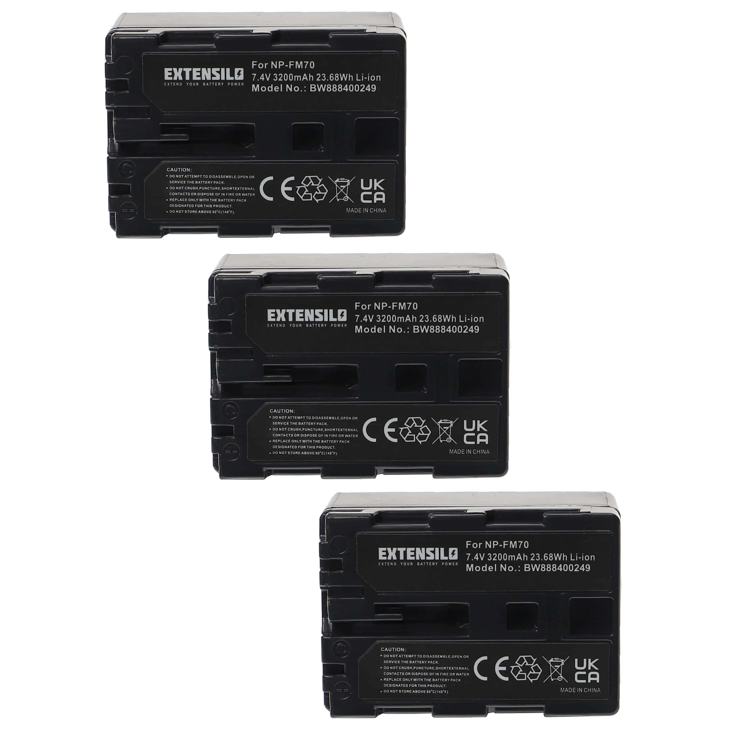 3x Batteries remplace Sony NP-FM55H, NP-FM70, NP-FM50, NP-FM30 pour appareil photo Trotec- 3200mAh 7,4V Li-ion