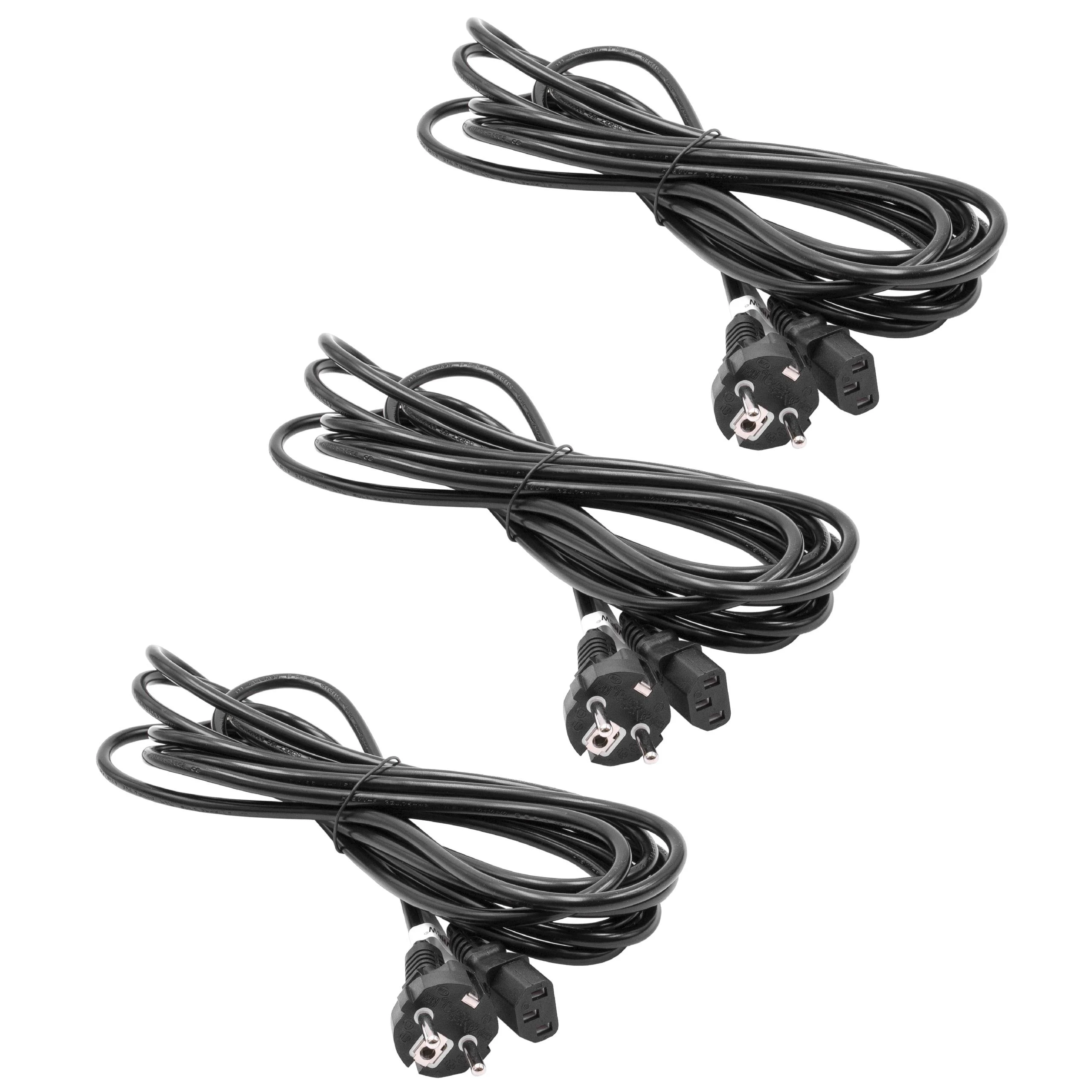 3x Câbles d'alimentation C13 prise Euro pour appareils comme des moniteurs d'ordinateur - 5m