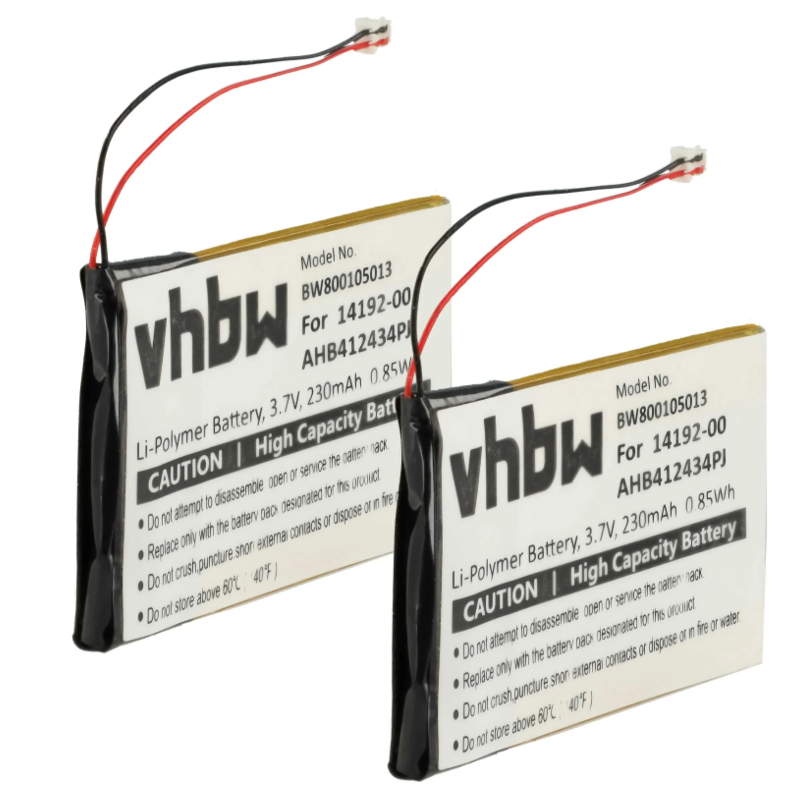 Batterie (2 pcs.) remplace Jabra AHB412434PJ, 14192-00 casque audio Jabra - 230mAh 3,7V Li-polymère