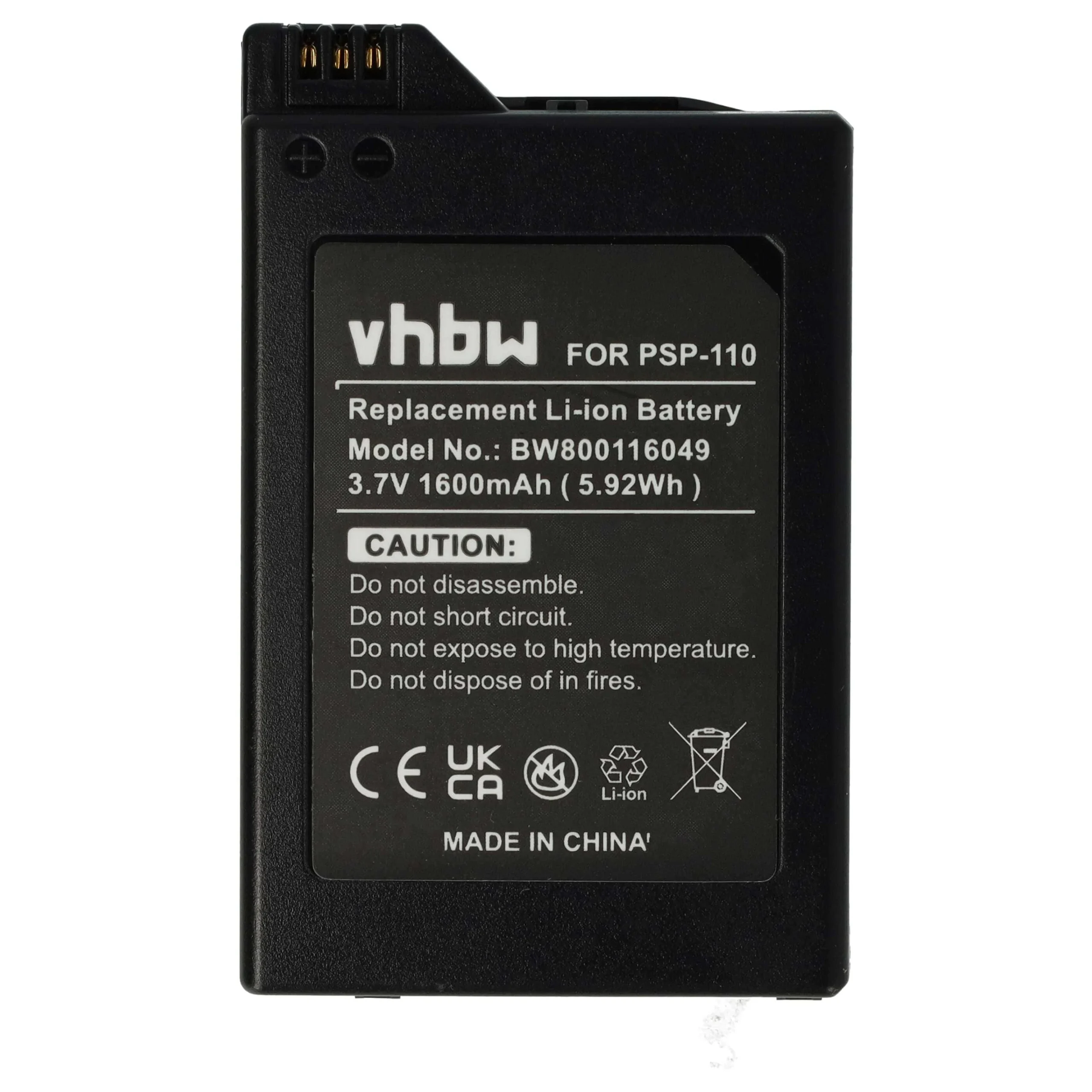 Batterie remplace Playstation Portable PSP-280G, PSP-110 console de jeux - 1600mAh 3,7V Li-ion