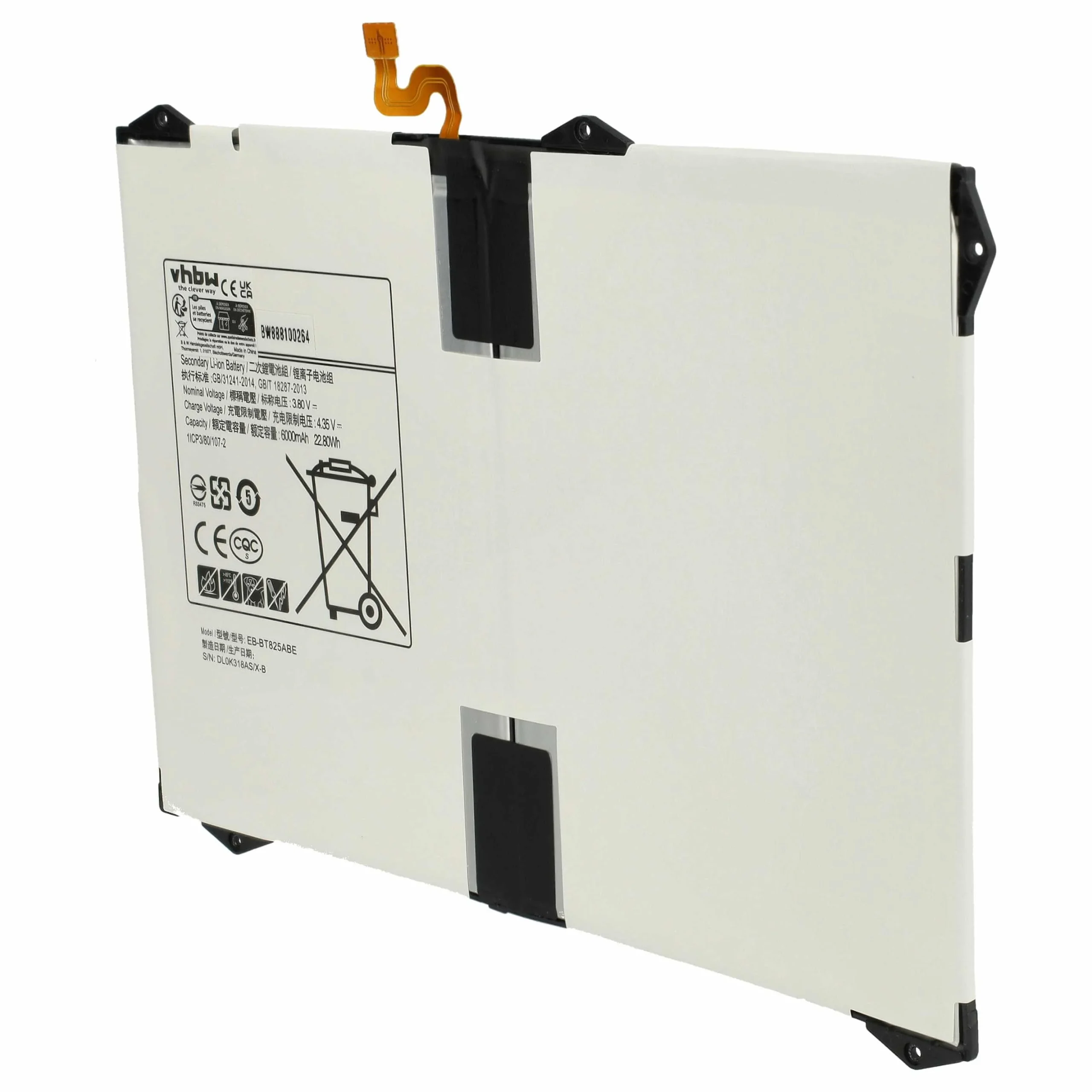 Batterie remplace Samsung EB-BT825ABE, EB-BT825ABA, GH43-04702A tablette - 6000mAh 3,8V Li-ion