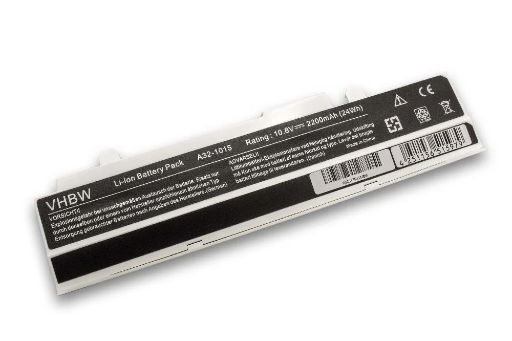 Batterie remplace Asus A31-1015, A32-1015 pour ordinateur portable Asus- 2200mAh 10,8V Li-ion, blanc