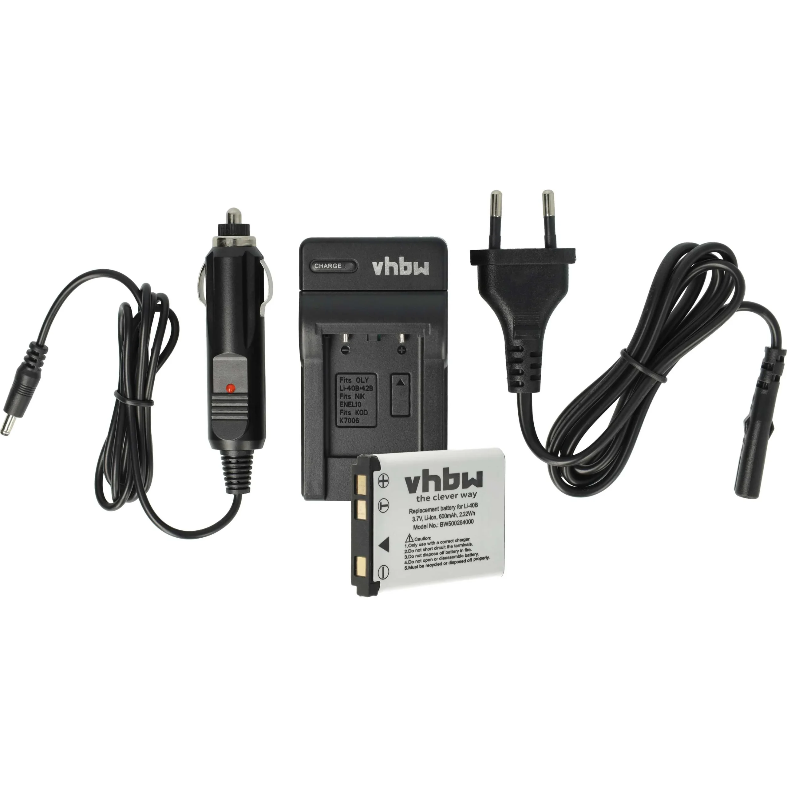 1x station de charge, 1x adaptateur allume-cigare, 1x batterie, 1x câble d'alimentation pour caméra Bosch, Pra