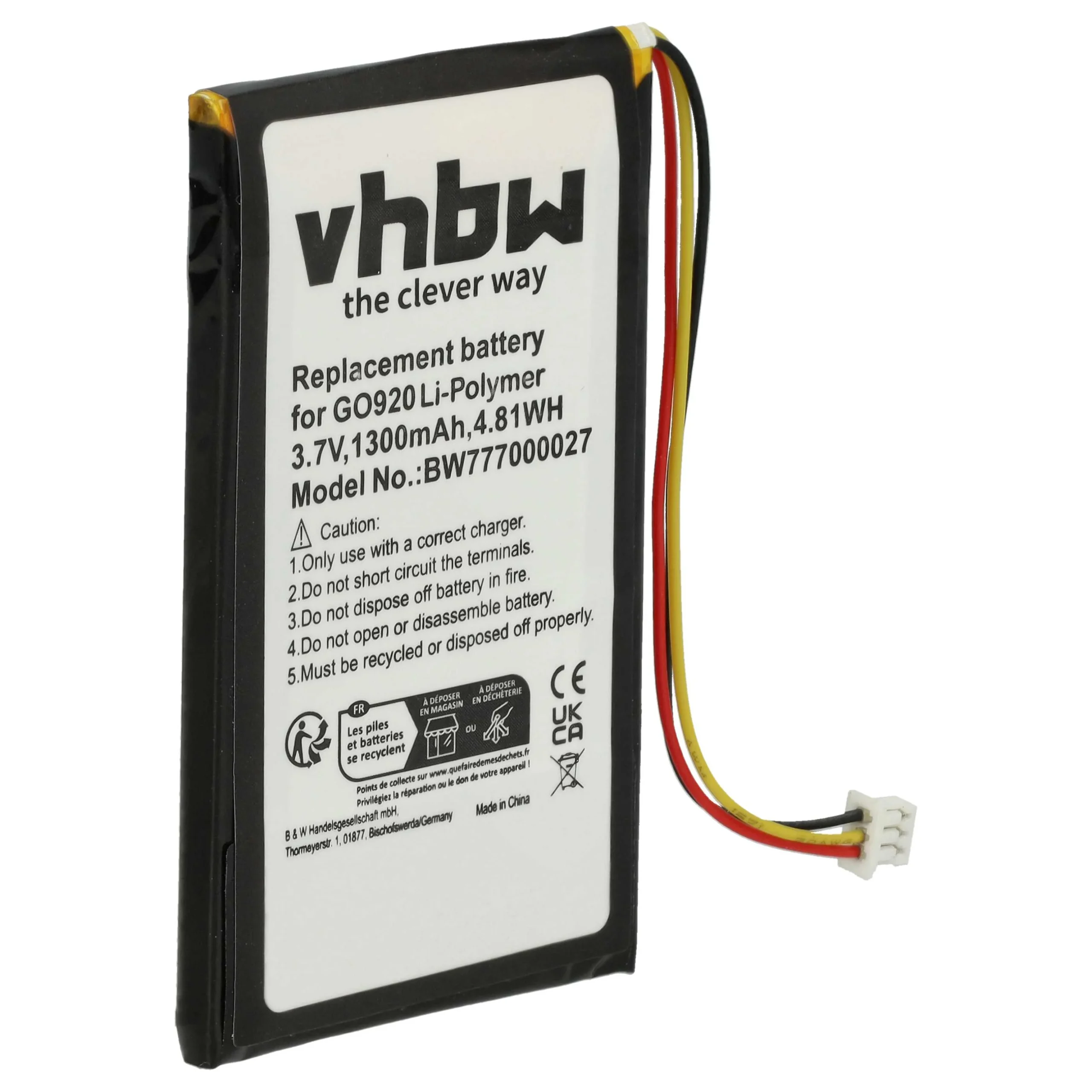 Batterie pour navigation GPS TomTom Go - 1300mAh 3,7V Li-polymère