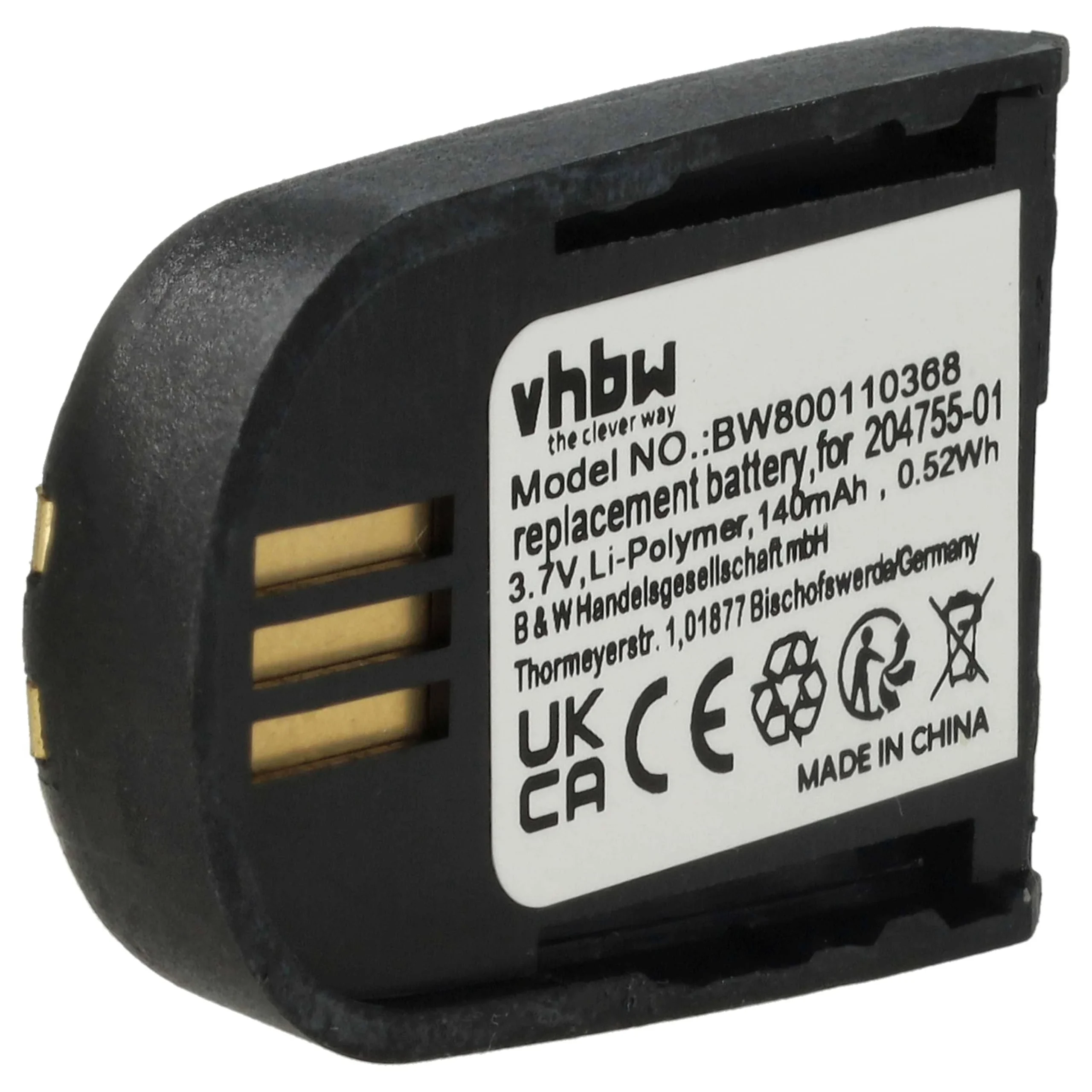 Batterie remplace Plantronics 204755-01, 82742-01, 84598-01 casque audio Microsoft - 140mAh 3,7V Li-polymère