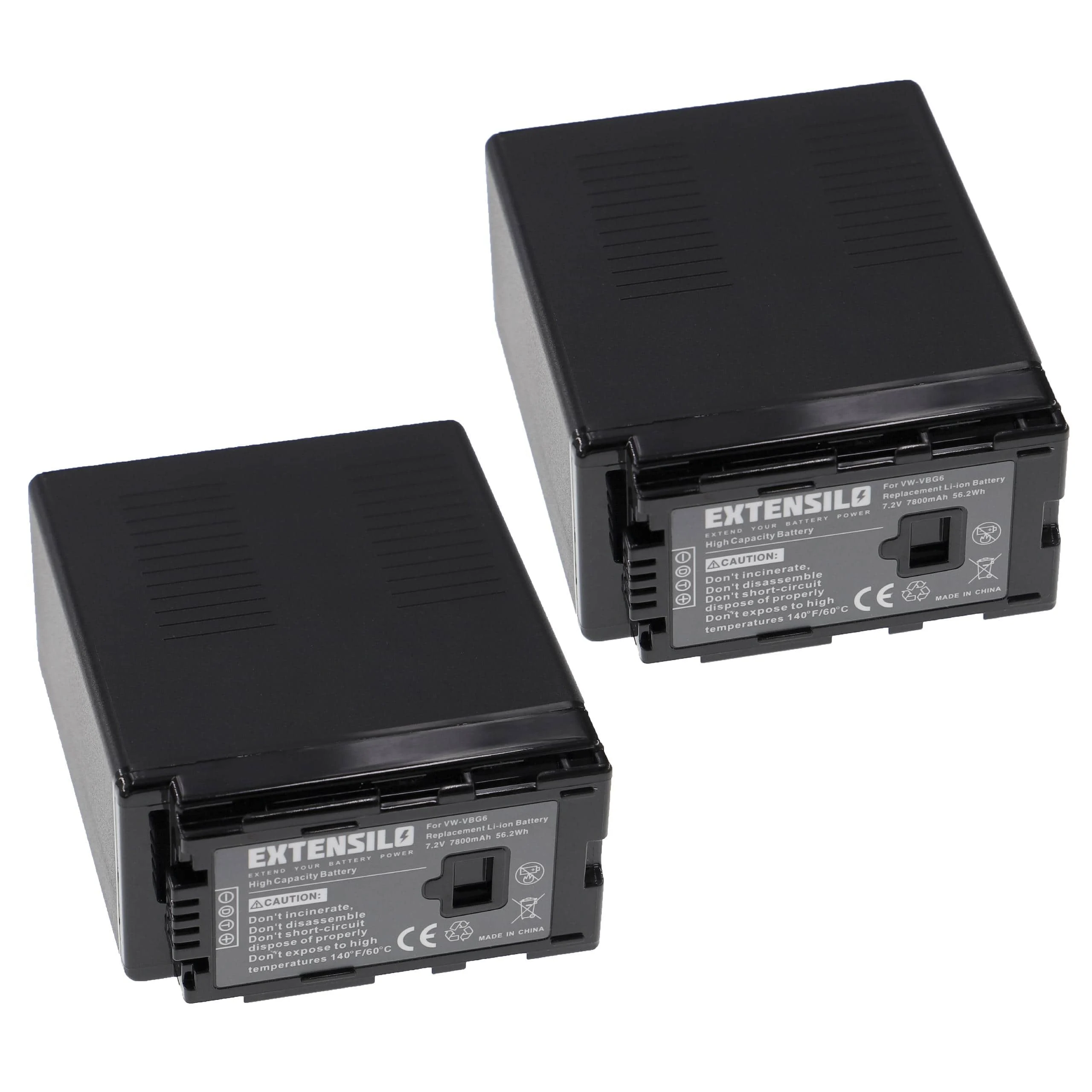 2x Batteries remplace Panasonic VW-VBG6GK, VW-VBG6 pour appareil photo Panasonic- 7800mAh 7,2V Li-ion
