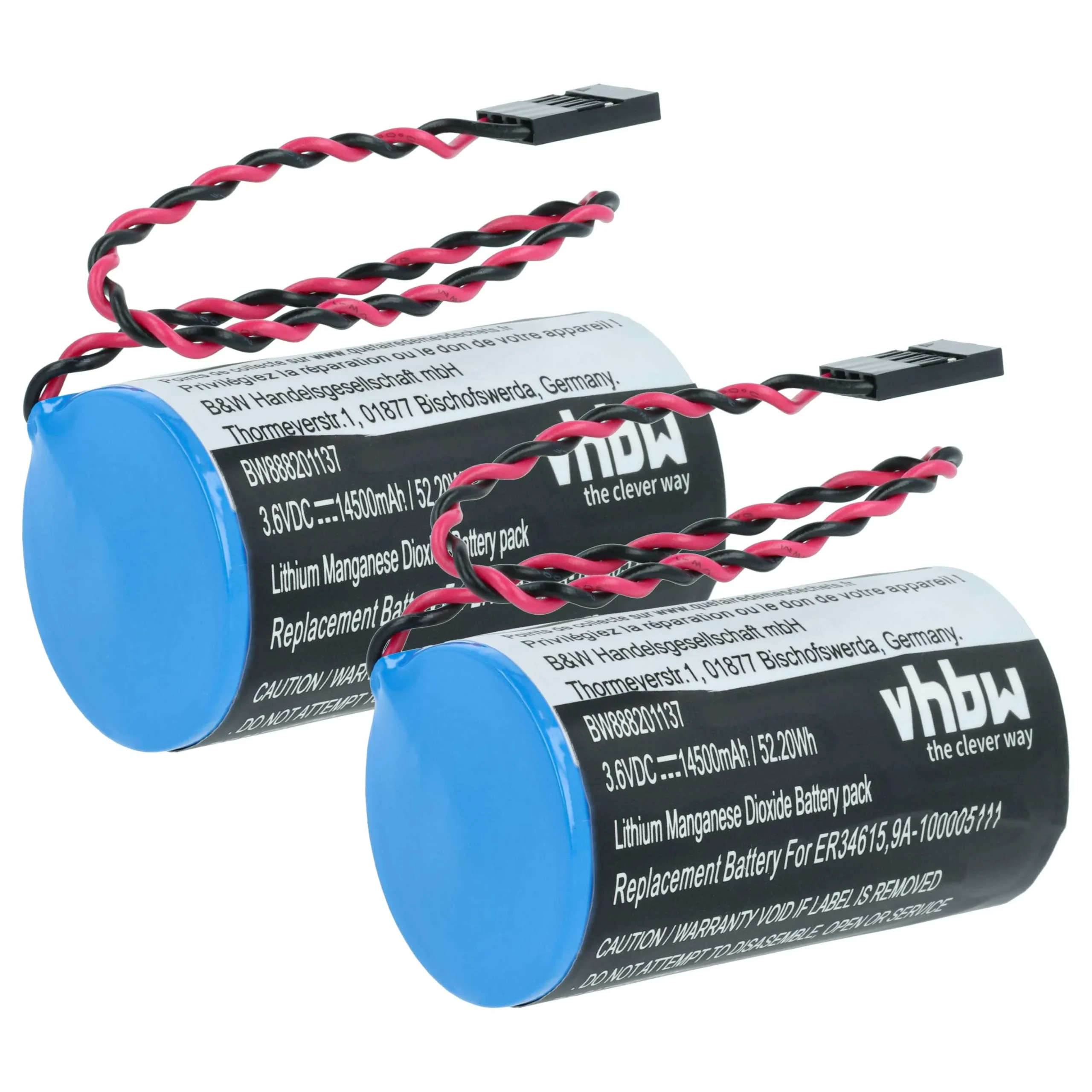 Pile (2 pcs.) remplace Cameron Nuflo 9A-100005111, LS33600-CN1 outil de mesure Alexor - 14500mAh 3,6V Li-MnO2