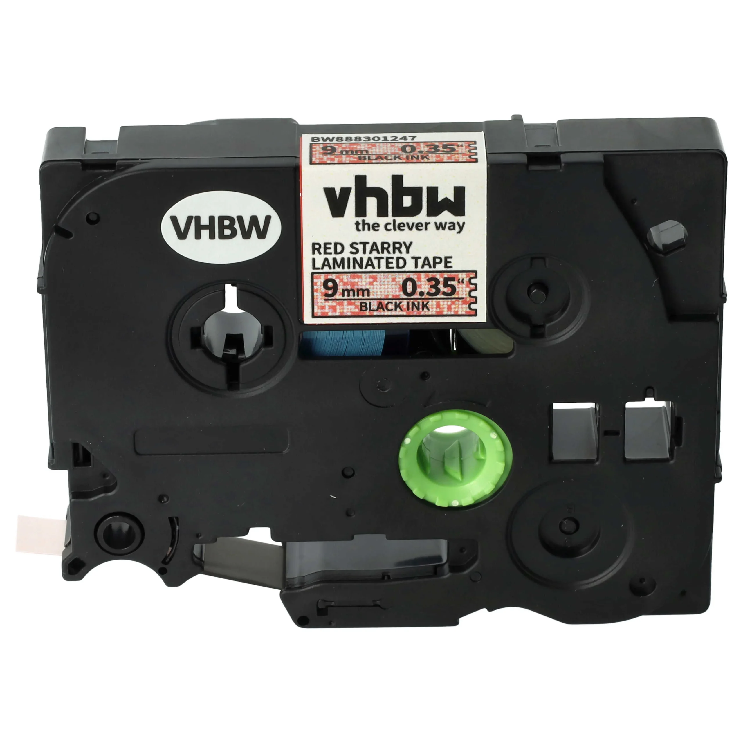 Cassette à ruban remplace Brother TZE-421L1 - 9mm lettrage Noir ruban Rouge paillettes, plastique